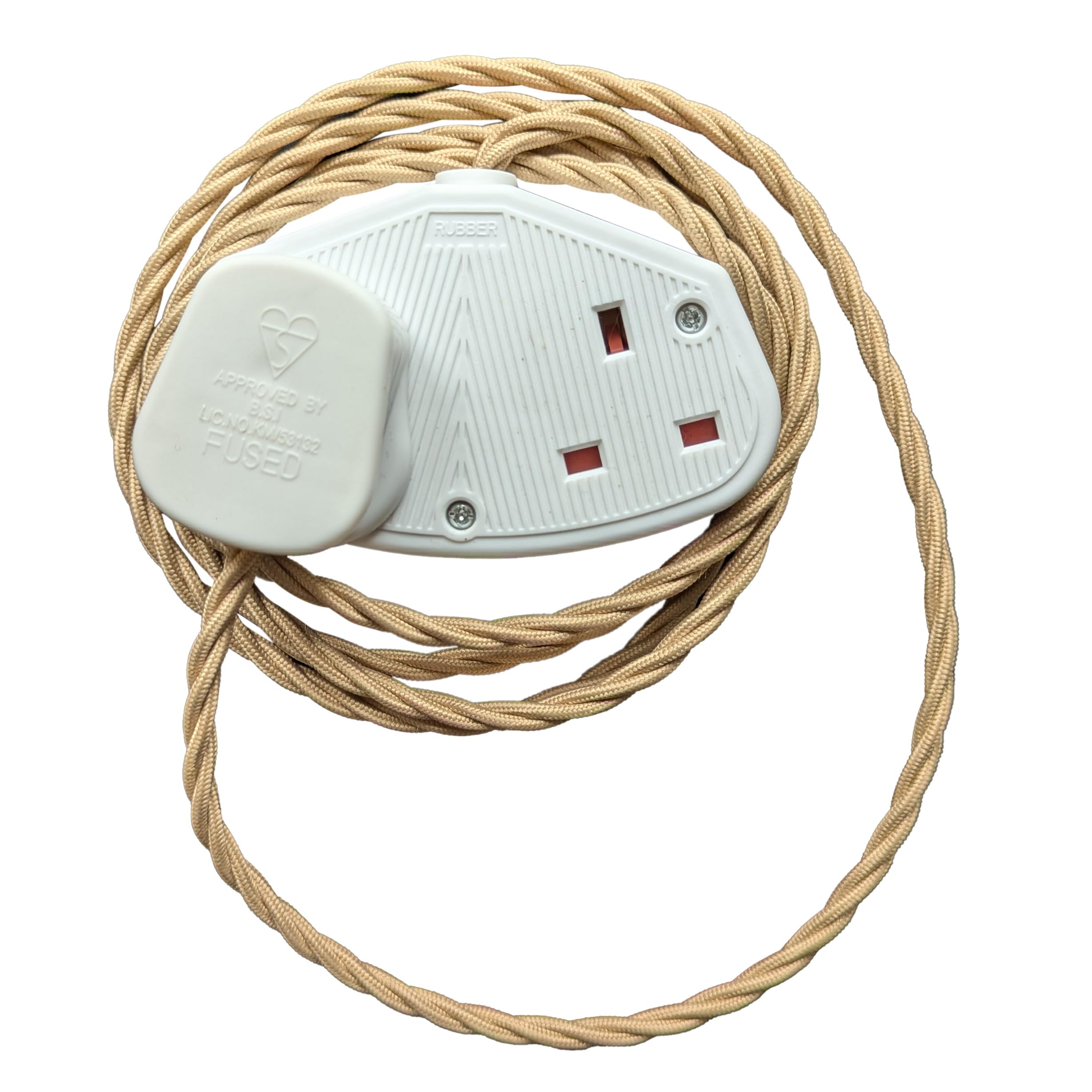 Vintage Electric Extension Leads, 13 amp rated Power Strips with 2 Way Outlets, 2 Socket Extension Cable with 2M Braided Fabric Twisted Cord for Home Office (Victorian Vanilla (White Plug) 13A) โ image 1