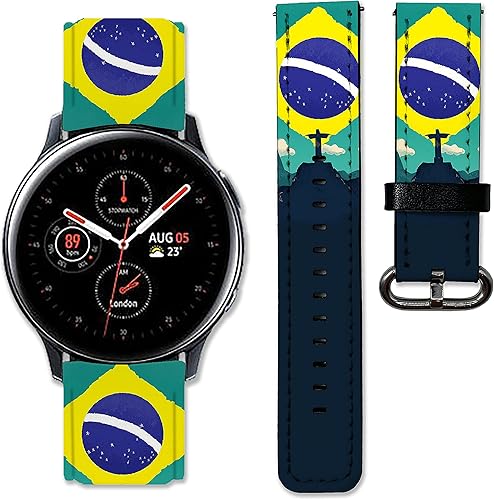 Correa de cuero de repuesto compatible con Samsung Galaxy Watch4 Active 2 Watch4 Classic Active 2 Watch 3 Gear S3 S2 y otros relojes de 20 y 0.866in