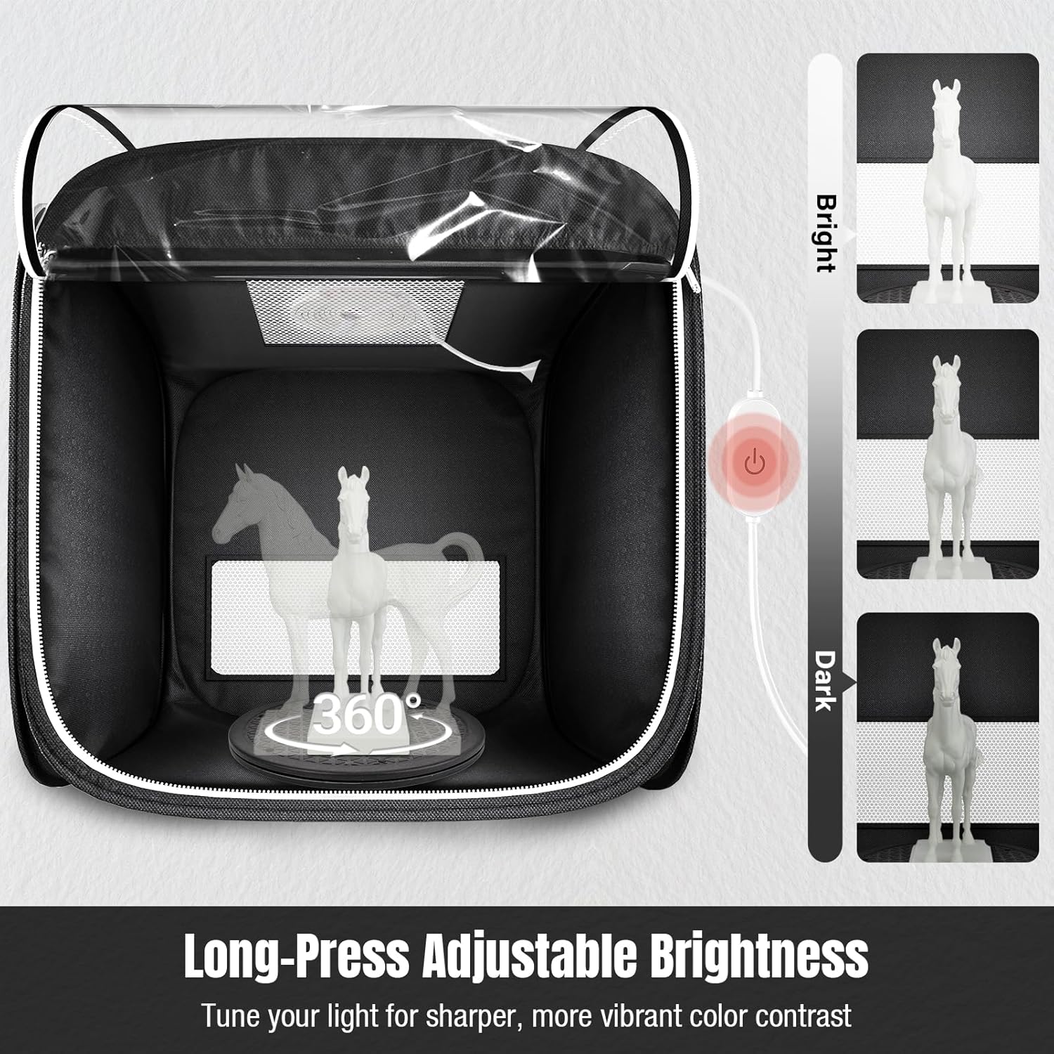 Salcod Portable Airbrush Spray Booth for Model Painting, 19"×19"×19" Paint Booth with Adjustable LED Light, Foldable Airbrush Paint Booth for Crafts, No Fan Included, Black