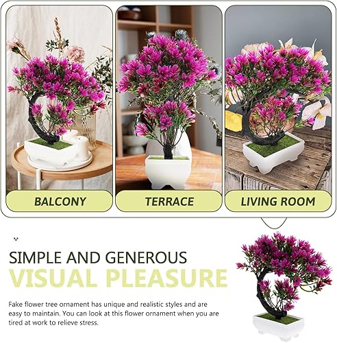 Miniatura 5 de Healvian Árbol bonsái artificial, color del loto, material plástico, peso del artículo 0.01 oz