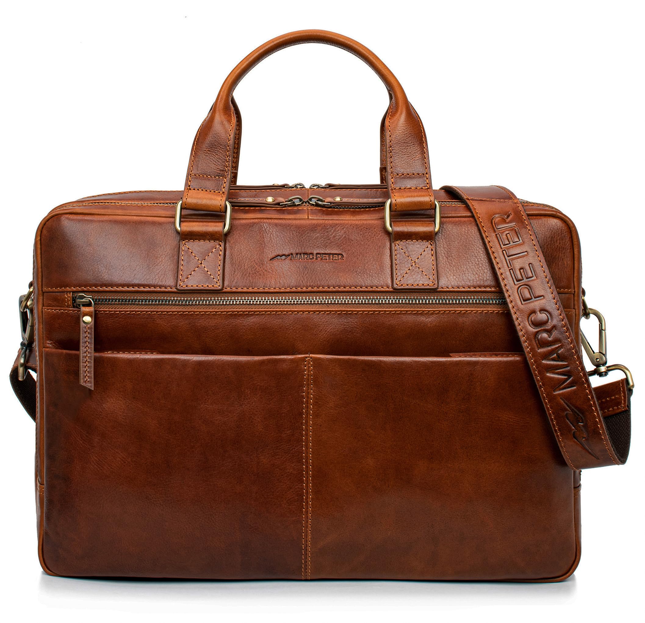 Marc Peter Laptoptasche Dallas I Leder Umhängetasche für 15.6 zoll Laptop I Aktentasche für Notebook I Tasche für Damen und Herren Buffleder