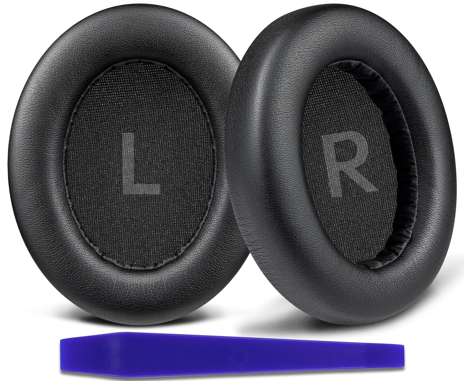 SOULWIT Replacement Ear Pads For EarFun Wave Pro Headphones - Black Protein Leather Cushions