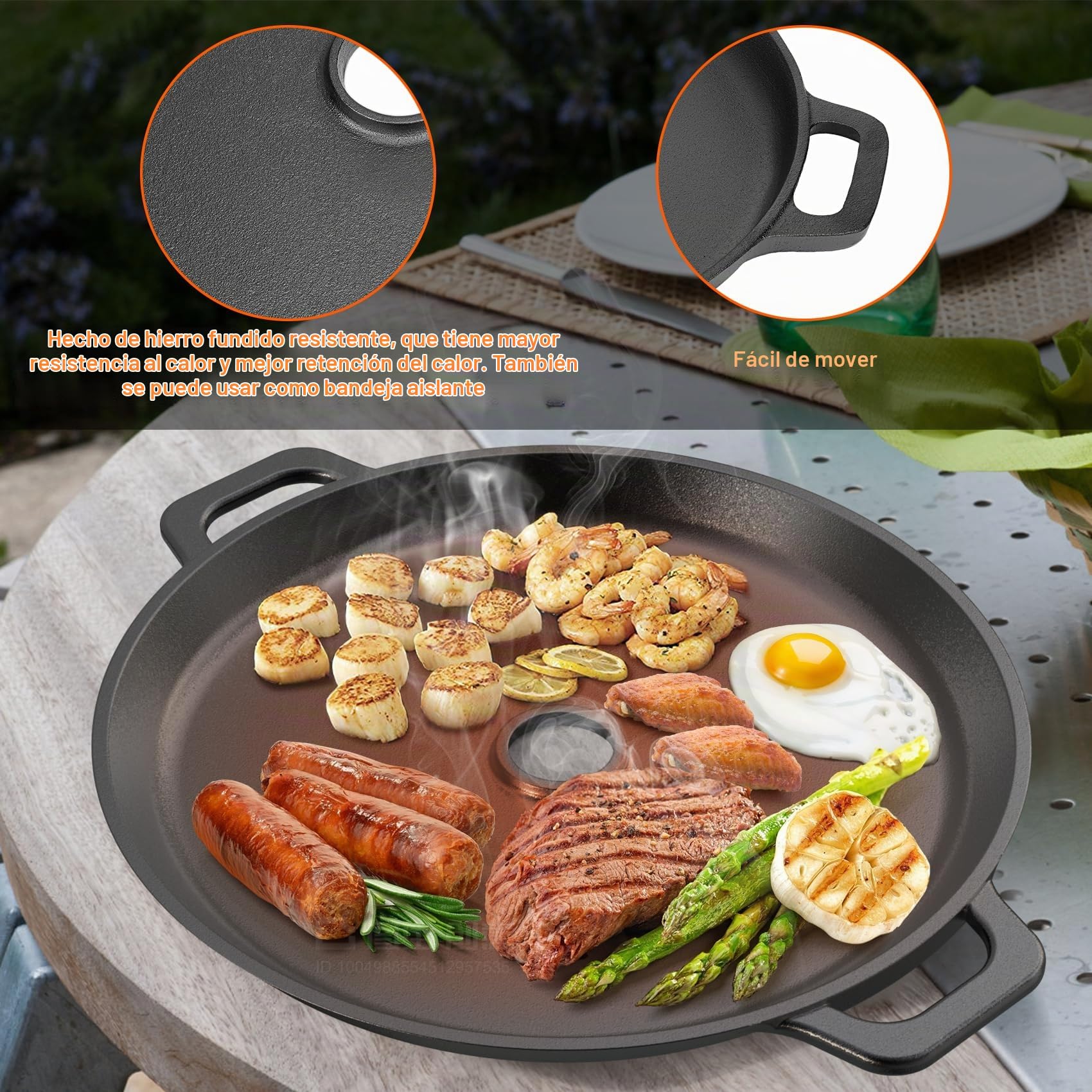 onlyfire Plancha de Hierro Fundido Redonda Barbacoa, Ø35 cm