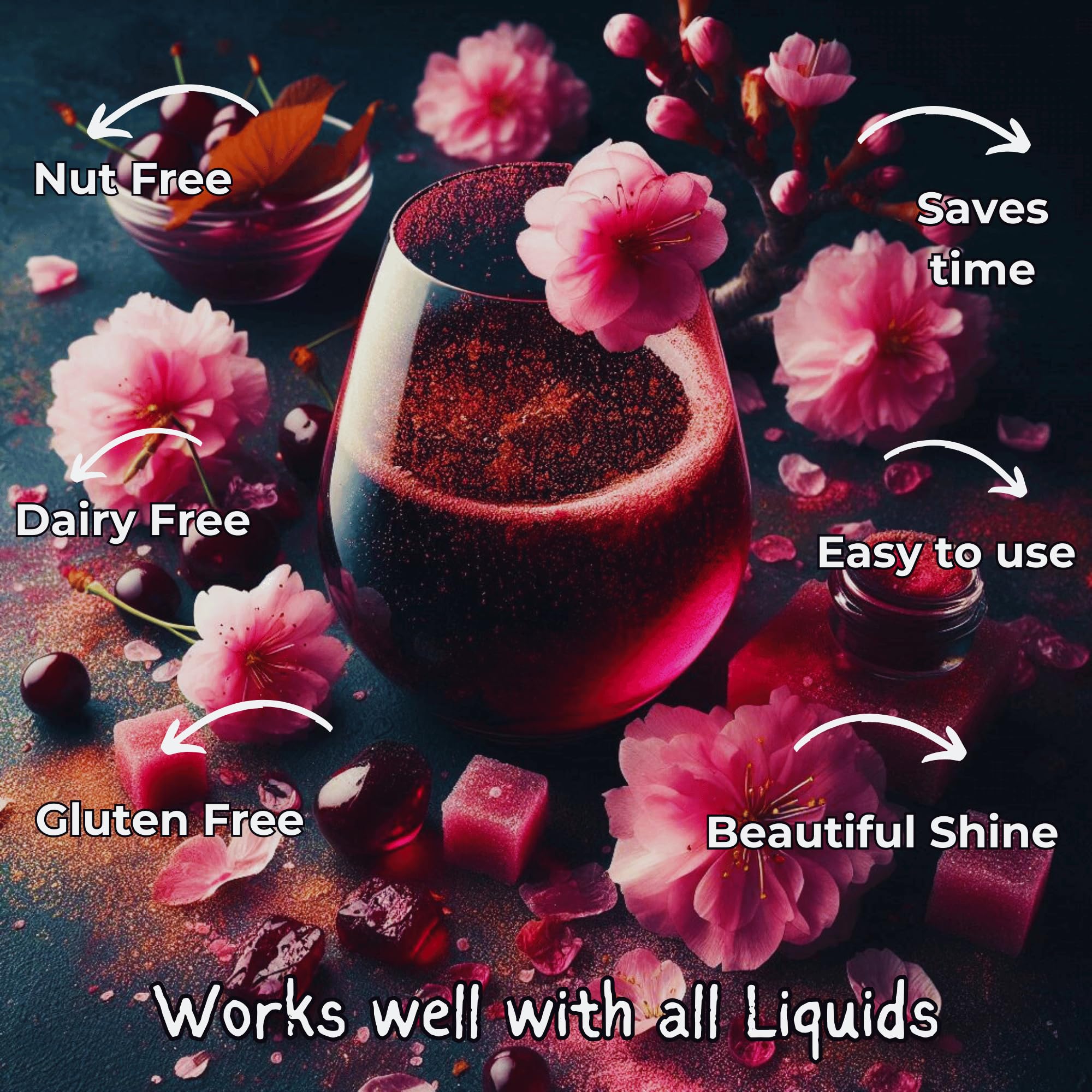 Confect Edible Luster Dust – Cherry Blossom Pink Edible Glitter for Cakes, Cupcakes & Drinks – Food Grade Brew Dust for Cocktails, Cookies & Desserts – Edible Shimmer Powder – 5 Gms - Image 5 thumbnail
