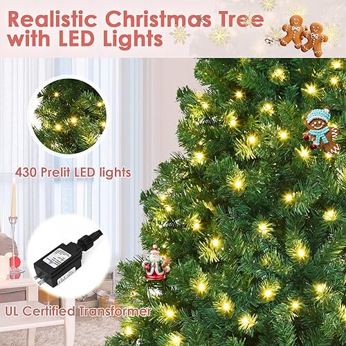 Miniatura 3 de DREAMADE - Árbol de Navidad artificial previamente iluminado de 8 pies con rama de PVC 1438, incluye luces LED blancas cálidas previamente
