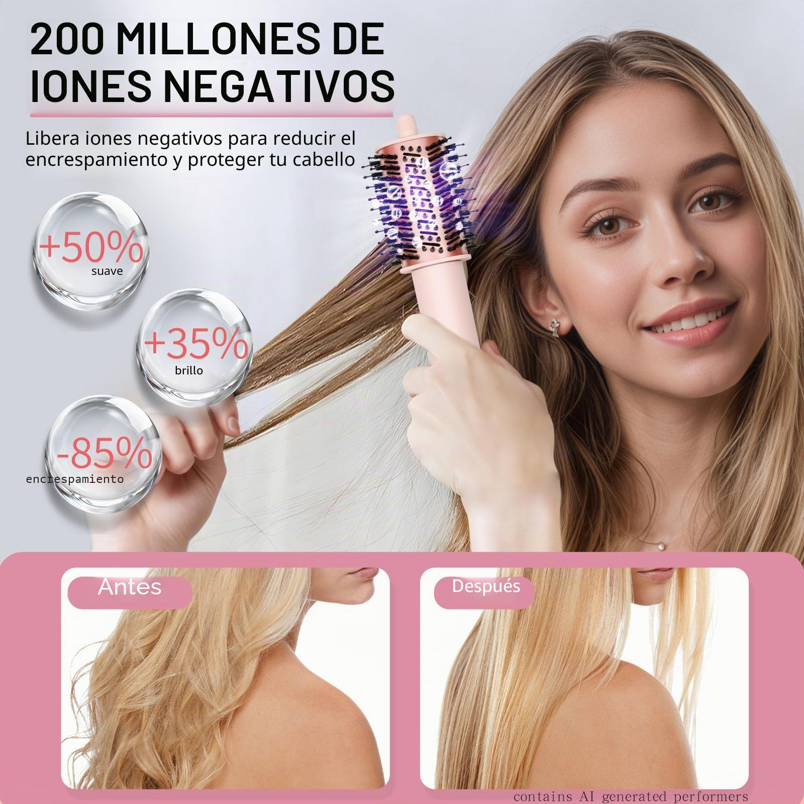 Dryhsip Cepillo Secador 9 en 1, Rizador Automático, Moldeador Flexible, Herramienta de Peluquería para Ondas y Alisado