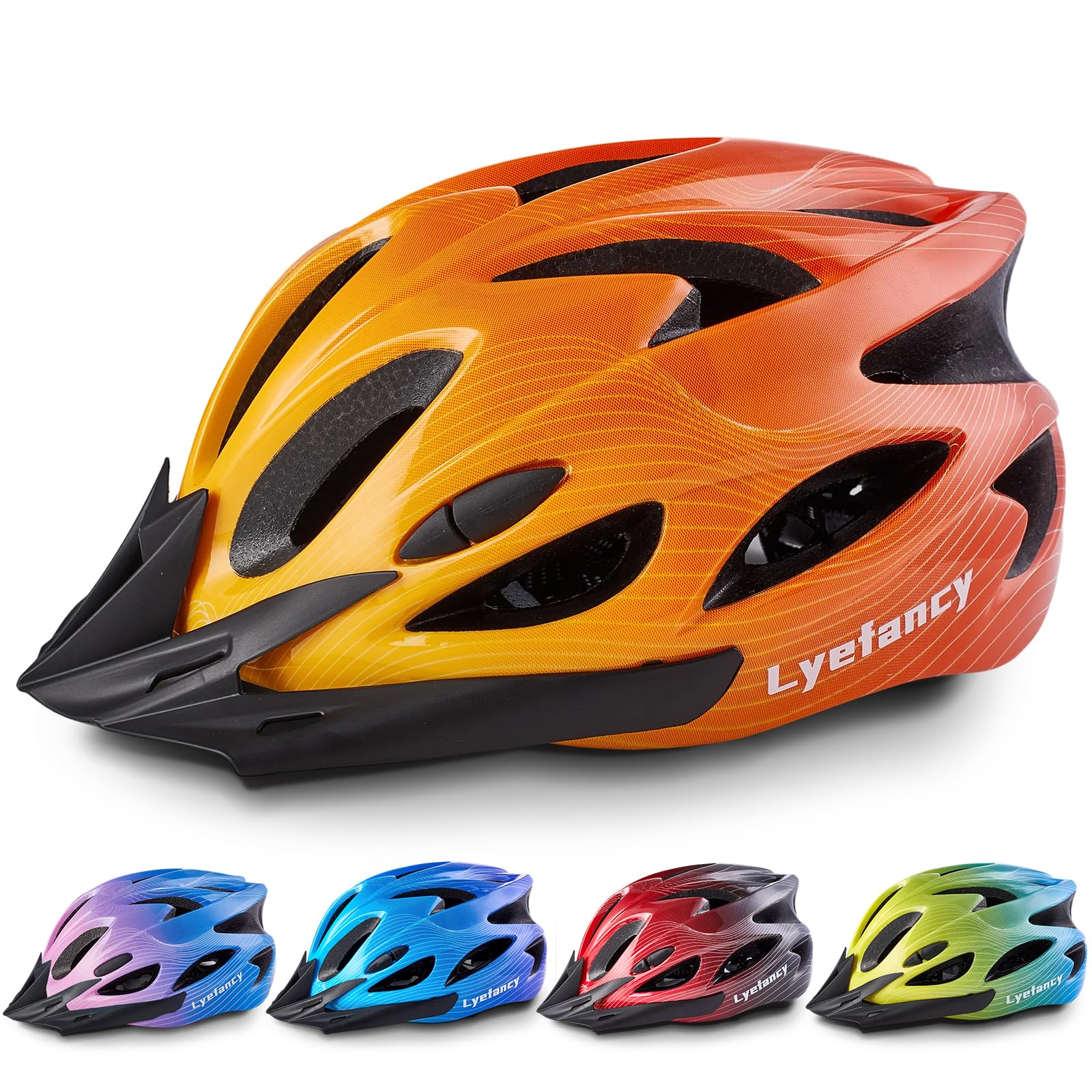 Kids Bike Helmet, Lyefancy Kids Helmet for 3-14 Years Old Boys Girls, Children Adjustable Helmet 50-59cm for Bicycle Scooter Skating Cycling with Visor (Orange)