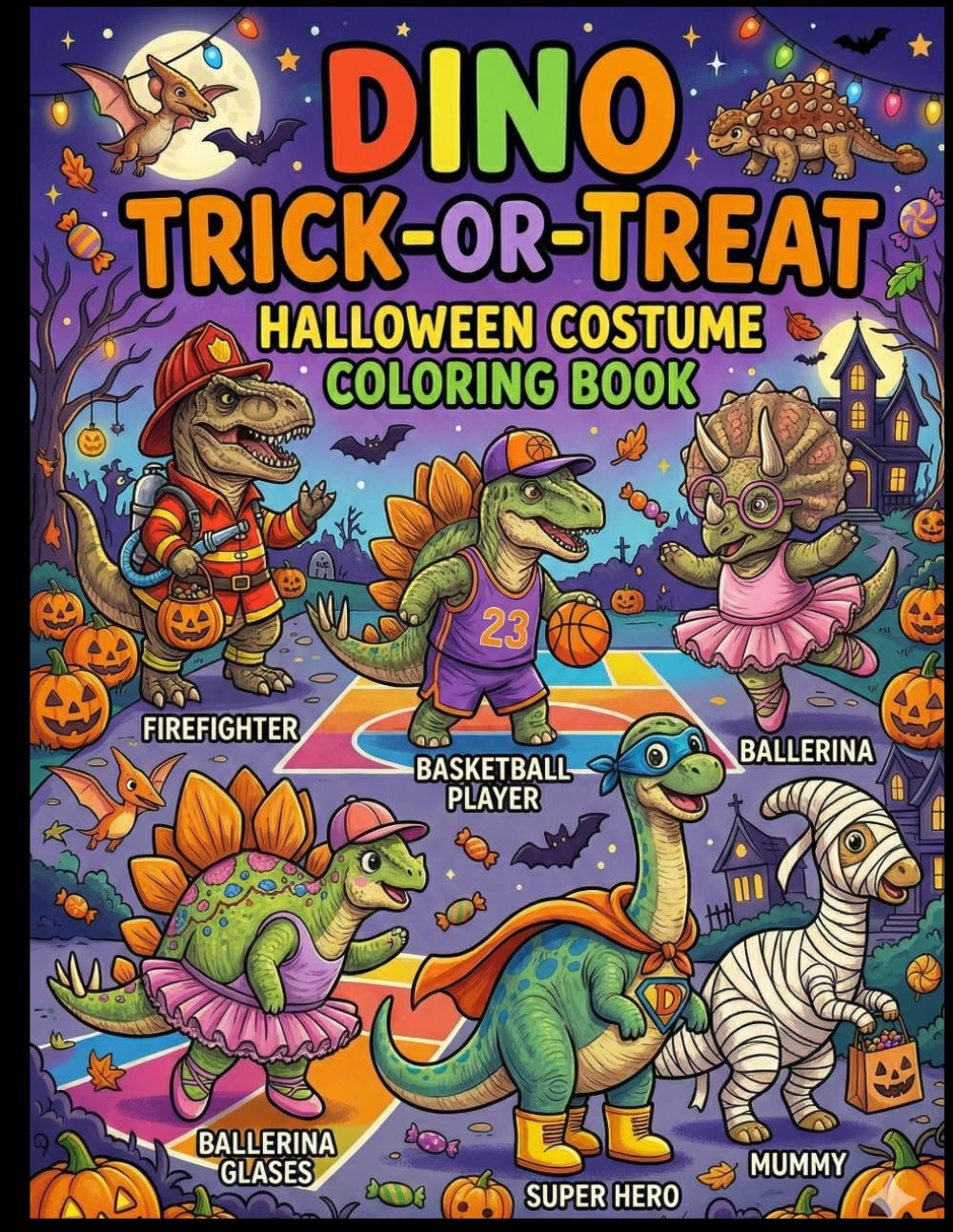Dino Trick or Treat Halloween Costume Coloring Book: Spooky, Silly & Cute Dinosaur Costume Fun for Kids Ages 4–8