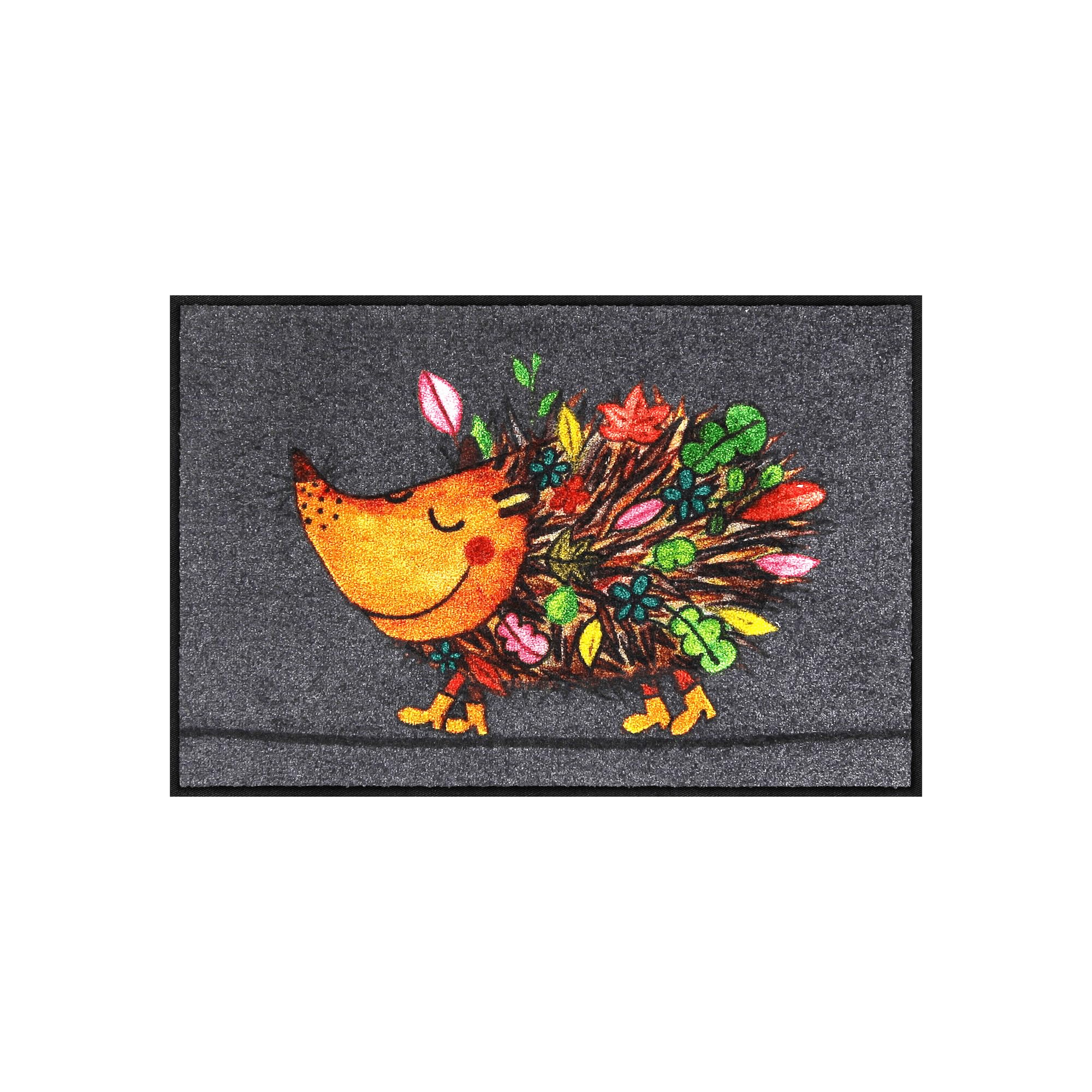 Salonloewe Funky Hedgy, 50 x 75 cm, Tapis d'entrée, hérisson, Multicolore, Lavable, paillasson, Couleurs d'automne