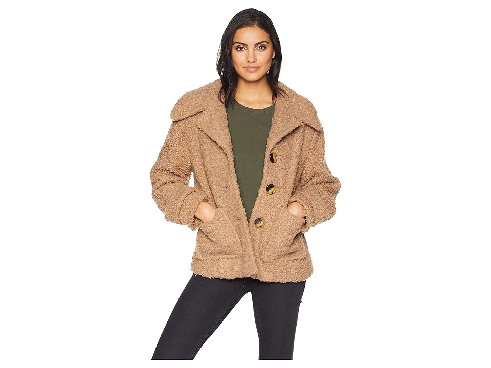 

Free People So Soft Cozy Peacoat (Brown) Women's Coat