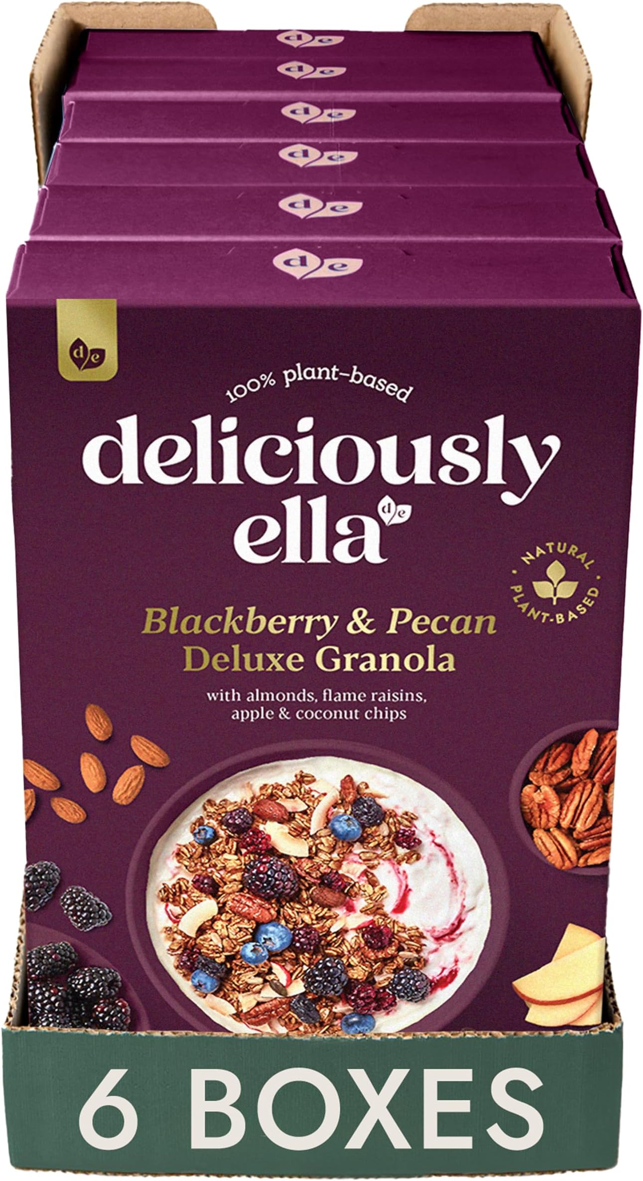 โ Deliciously Ella Blackberry & Pecan Deluxe Granola - Granola & Muesli - Gluten-Free - Vegan - Healthy Breakfast (6 boxes x 350g)