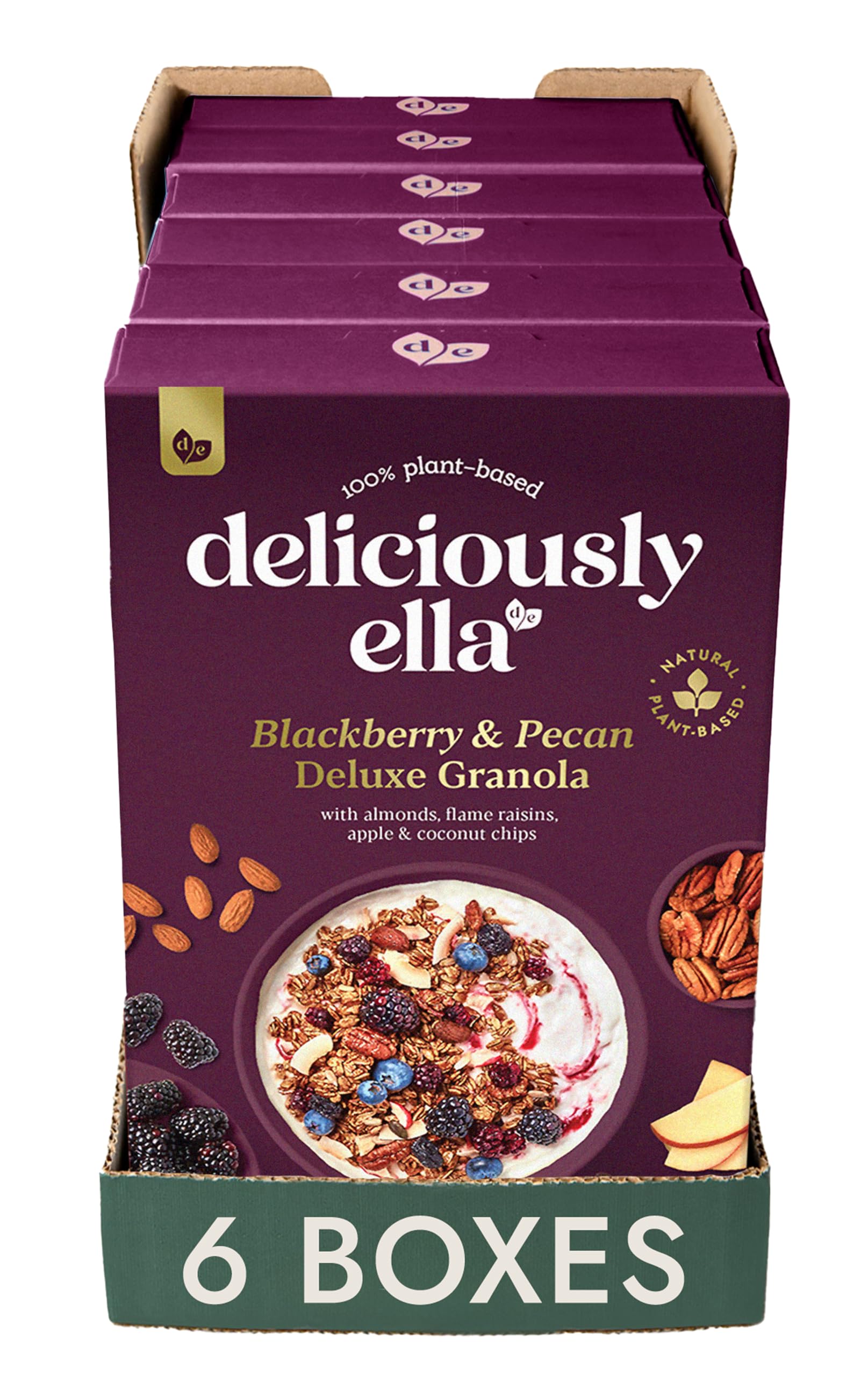– Deliciously Ella Blackberry & Pecan Deluxe Granola - Granola & Muesli - Gluten-Free - Vegan - Healthy Breakfast (6 boxes x 350g)