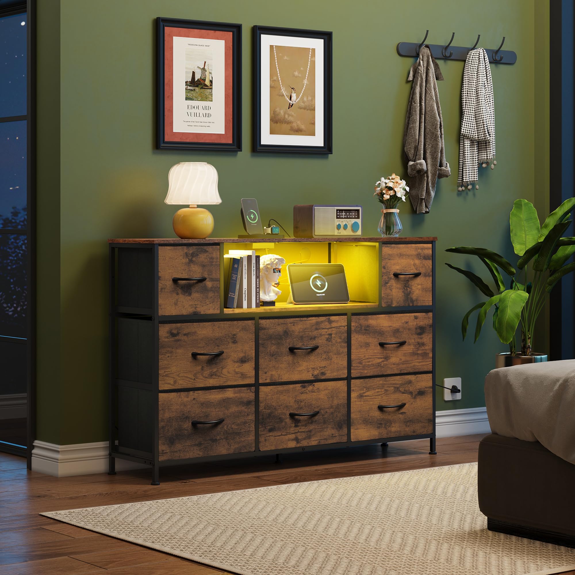 WLIVE Chest of Drawers, 8 Fabric Drawers Cabinet with Easy Pull Handle - Image 8