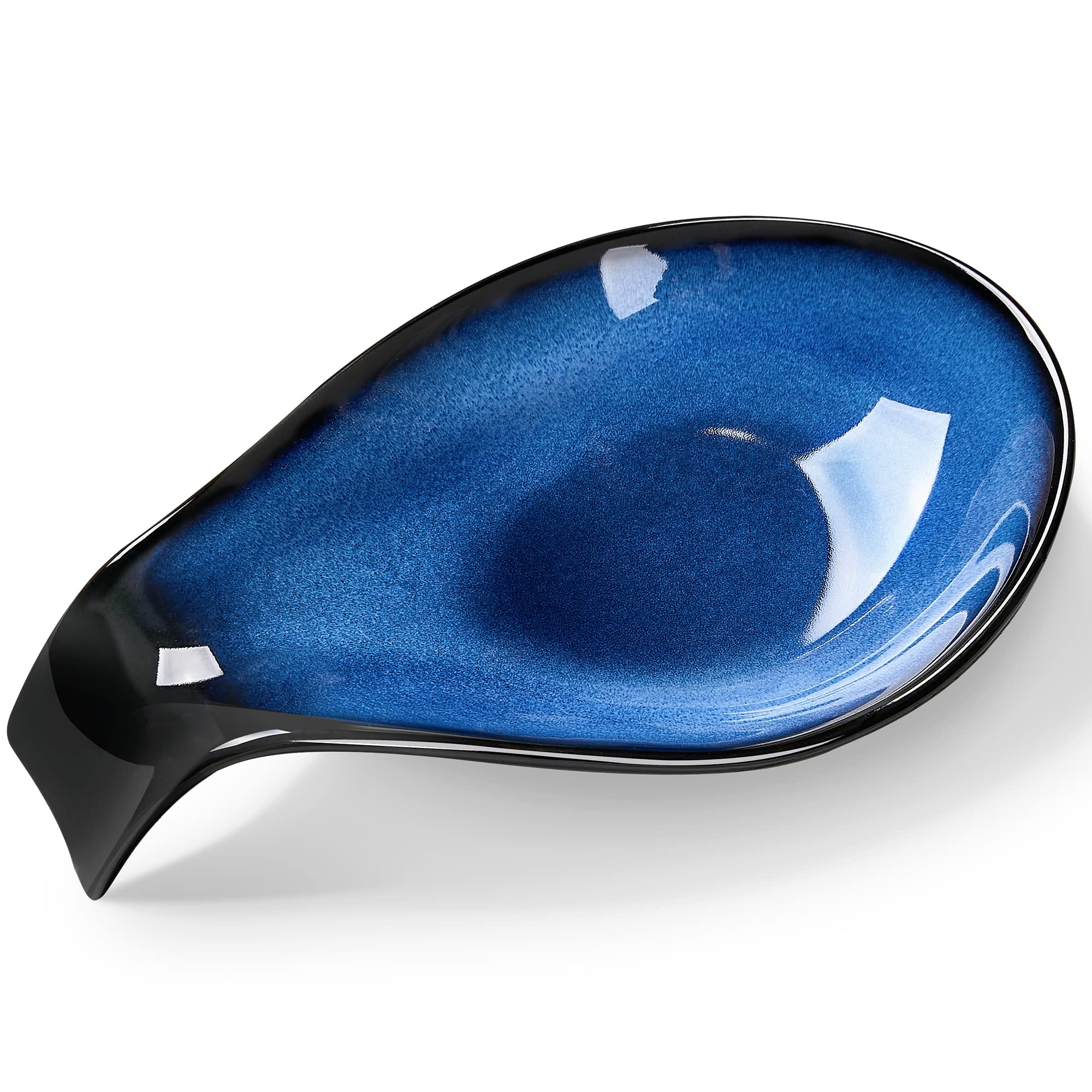 Ceramic Spoon Rest, Spoon Rest for Kitchen Counter, Spoon Holder for Stove Top, Coffee Cooking Farmhouse 4inch, Blue