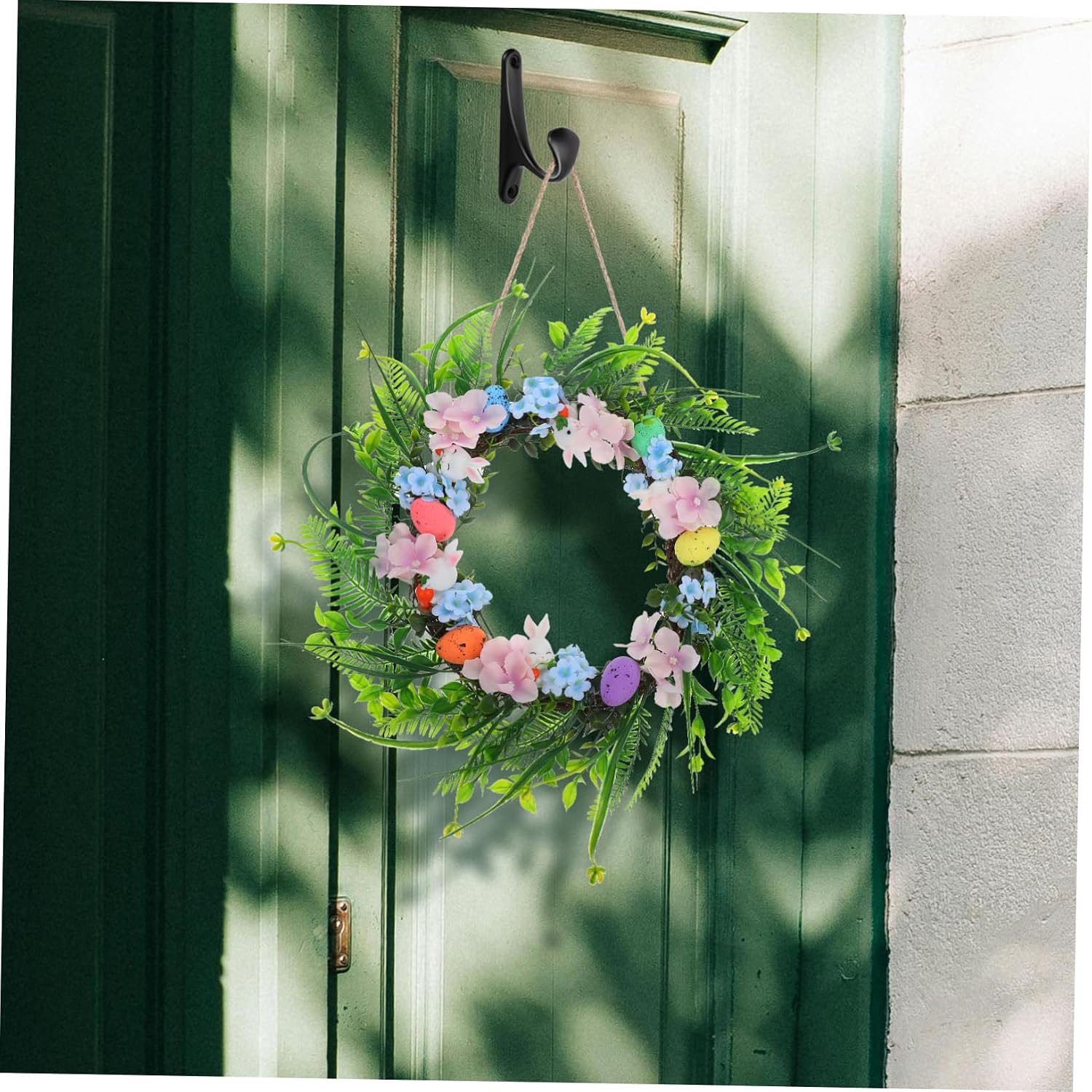 Mobestech Easter Bunny Wreath for Front Door Charming Floral Decor for Use Easy to Spring Decoration Celebrate The Season Festive Touch