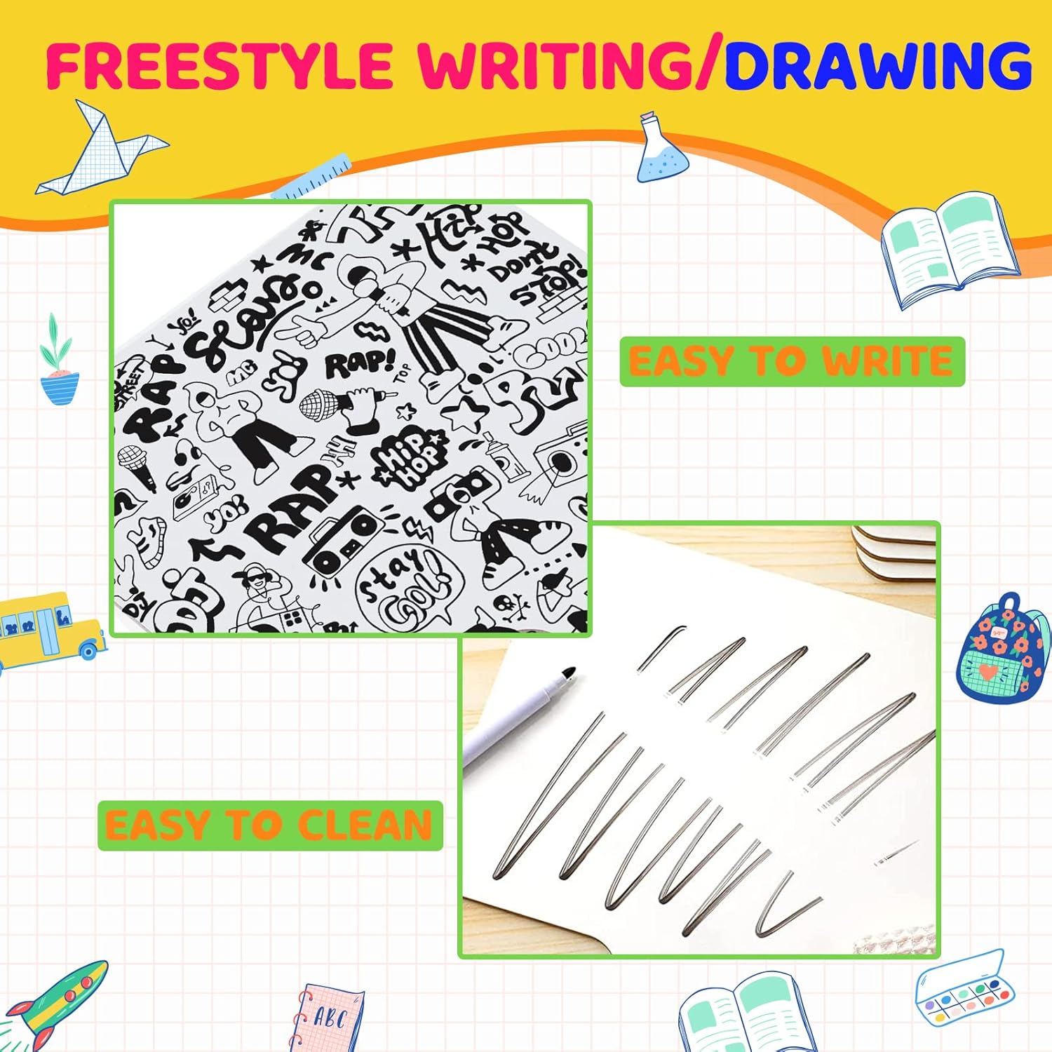 50 PCS 8 x 10 Inch Dry Erase Answer Paddle, Handheld Wooden White Board Double Sided Dry Erase Signs Auction Paddles for Students Classroom Office Meeting Voting Answers Bidding Shower Games Party