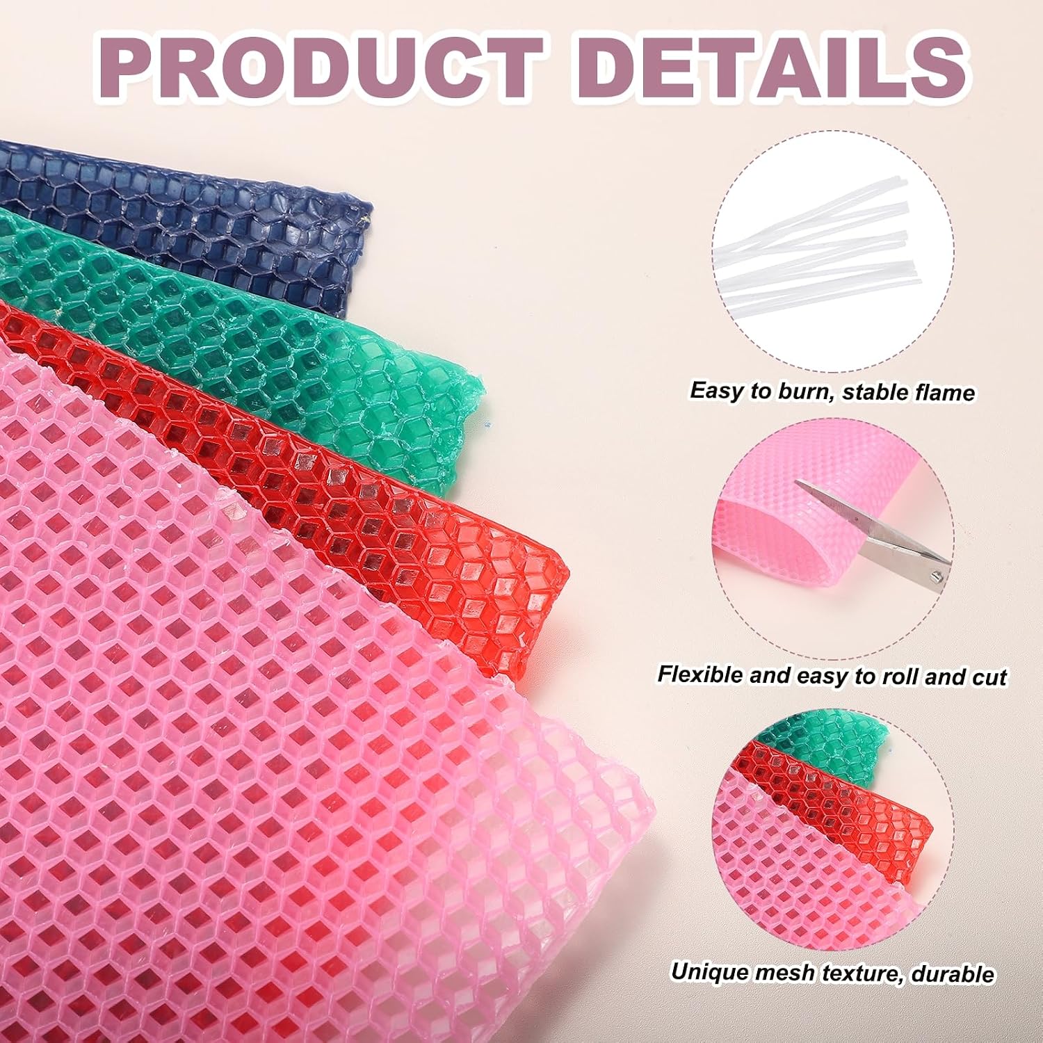MECCANIXITY Beeswax Candle Making Kit,8x8 Inch 12pcs Multicolor Beeswax Candle Sheets with 12pcs Cotton Wick for DIY Craft Gift Making