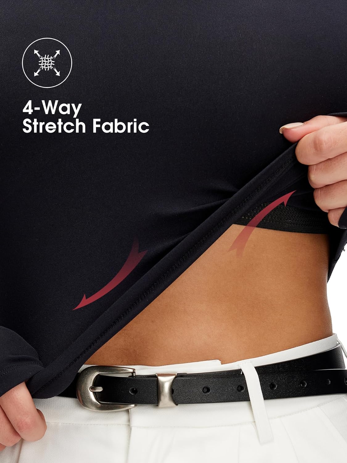 NANJI Cropped Long Sleeve T Shirts for Woman - Slim Fit Crew Neck Crop Tops, Basic Women's Cropped Tee Casual Wear Workout - Image 2