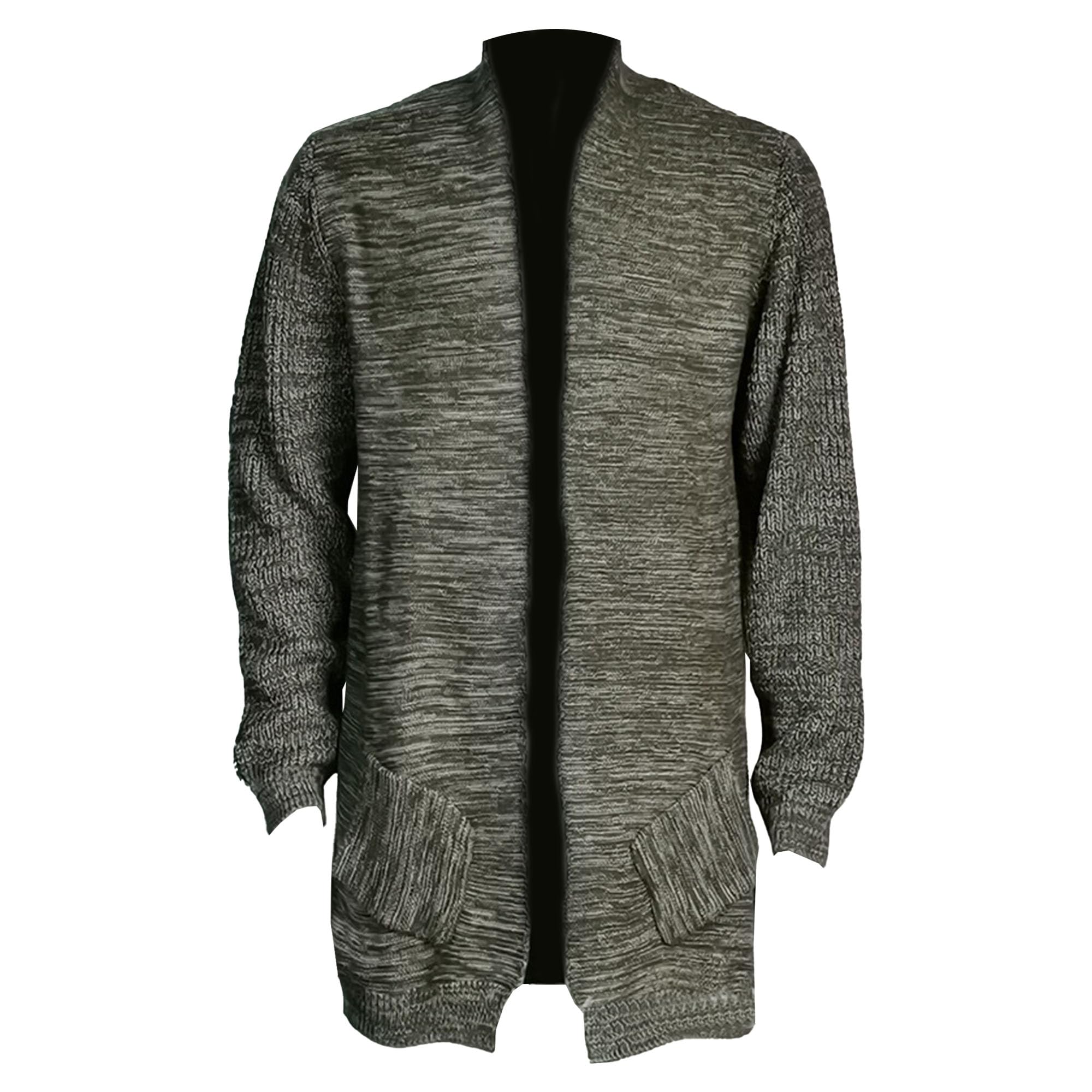 Men's Knitted Stretchy Cardigan Sweater Solid Color Loose Casual Coats Stylish Youth Long Sleeves Sweatshirt (3X-Large,Pitch Green)