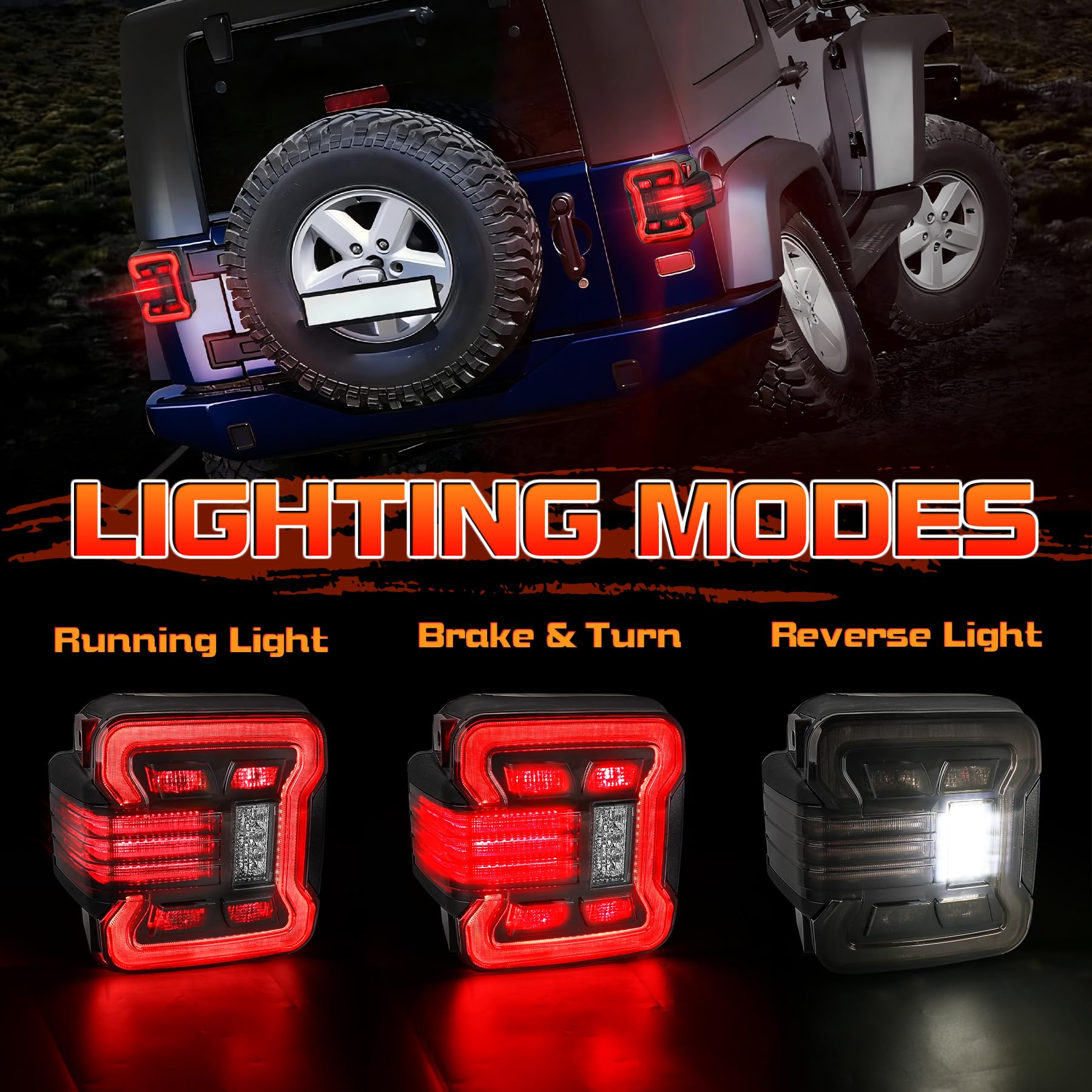 Amazon.com: PXPART JK LED Tail Lights Smoke Lens Brake Turn Signal