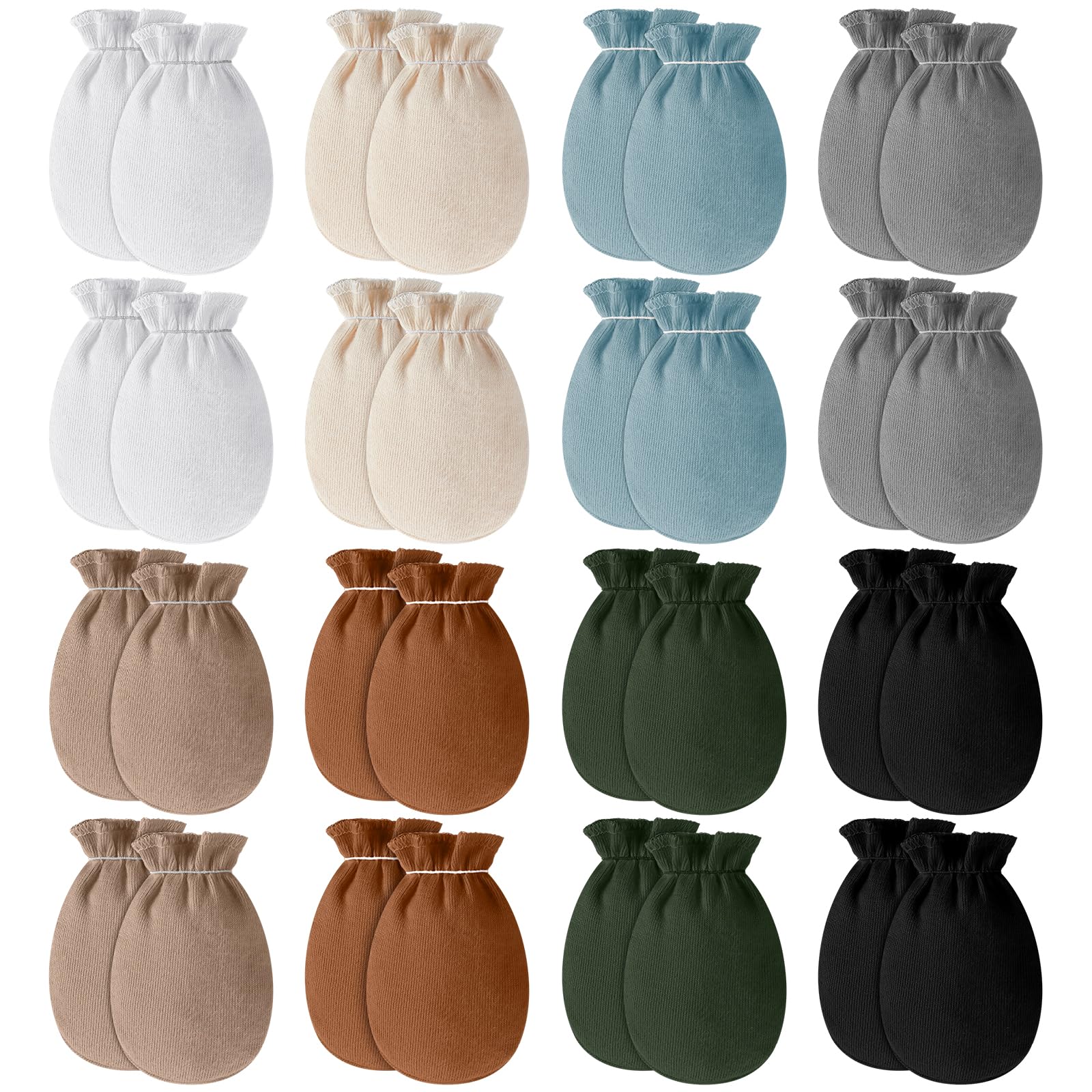 Cuffbow16 Pairs Baby Mittens No Scratch Mittens Infant Toddler Gloves for 0-6 Months Newborn Boys Girls