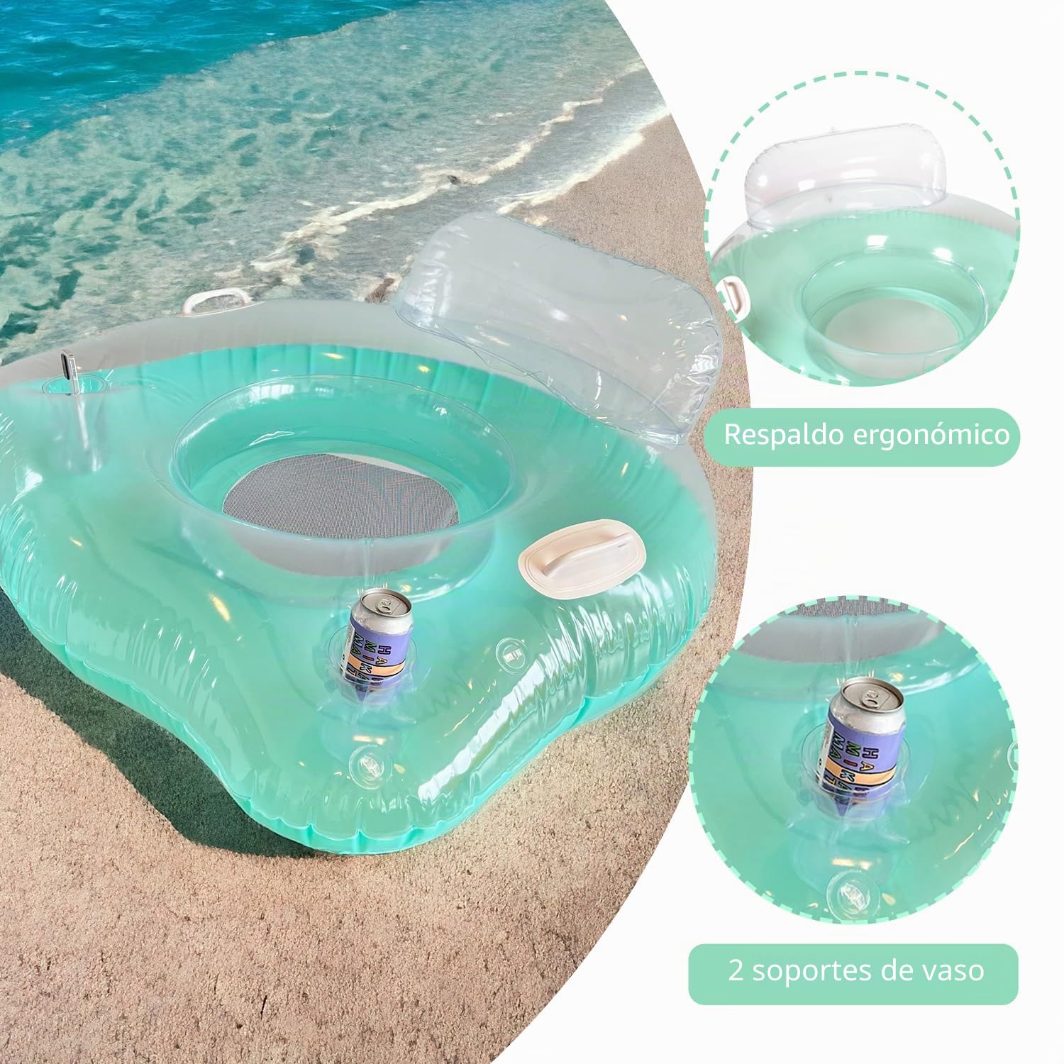 Float Joy Colchoneta Piscina Hinchables para Piscina Flotadores Adultos 105 x 105cm Sillon Hinchable Hamaca inchables Piscina Tumbona