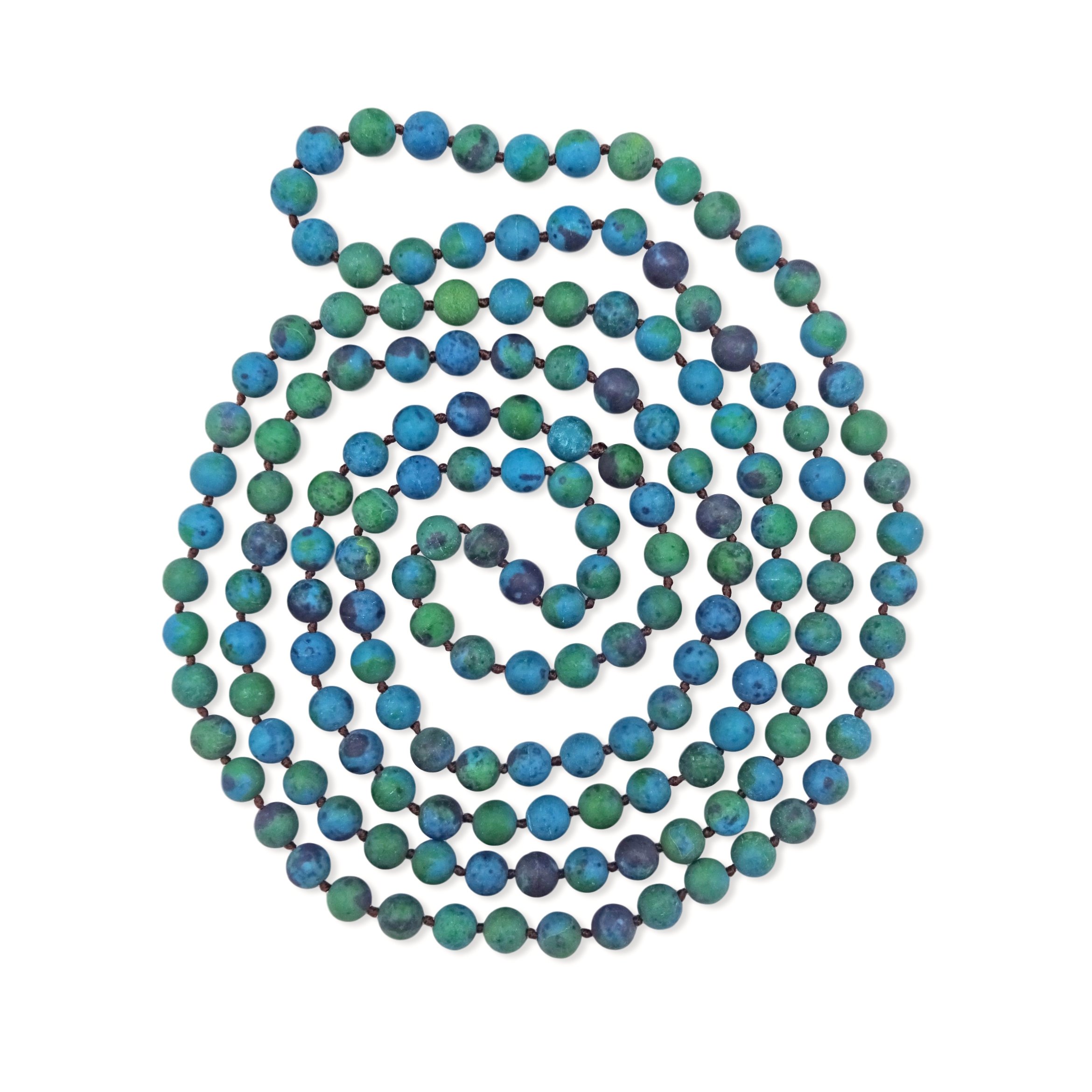 MGR MY GEMS ROCK! 8MM 60 Inch Matte-Finish Genuine Semi-Precious Stone Endless Infinity Opera Length Hand Beaded Mala Chakra Long OR Multi-Strand Multi-wrap Necklace for Women or Men.