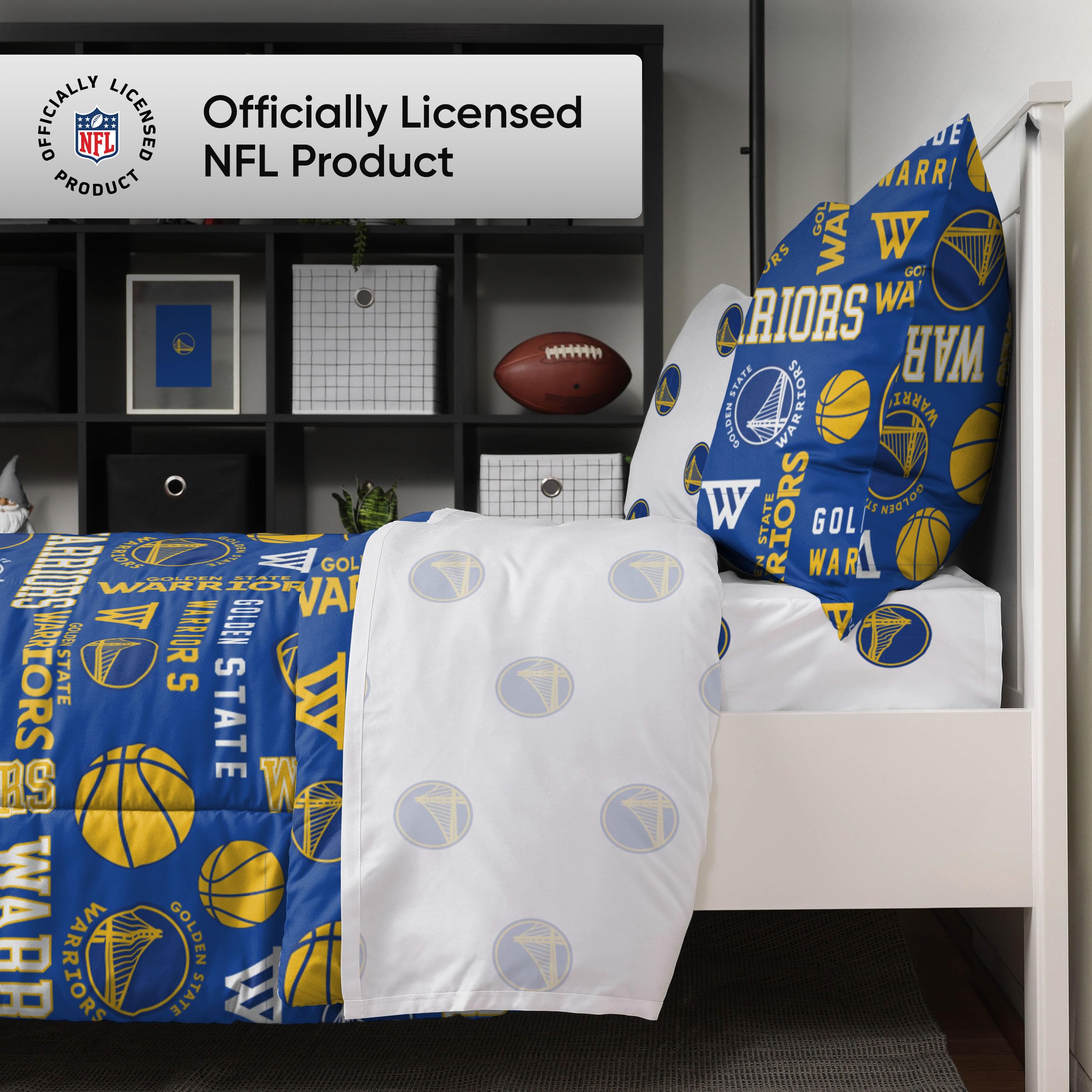 FOCO Golden State Warriors NBA Team Color Bett in Einer Tasche, 5-teiliges Set, Doppelbett