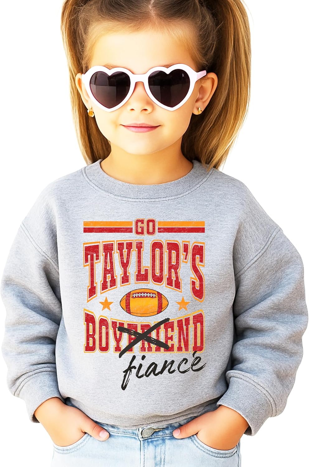 Olive Loves Apple Go Taylor's Fiance Crossed Out Boyfriend Sweatshirt for Women, Teens & Kids Football Sweater