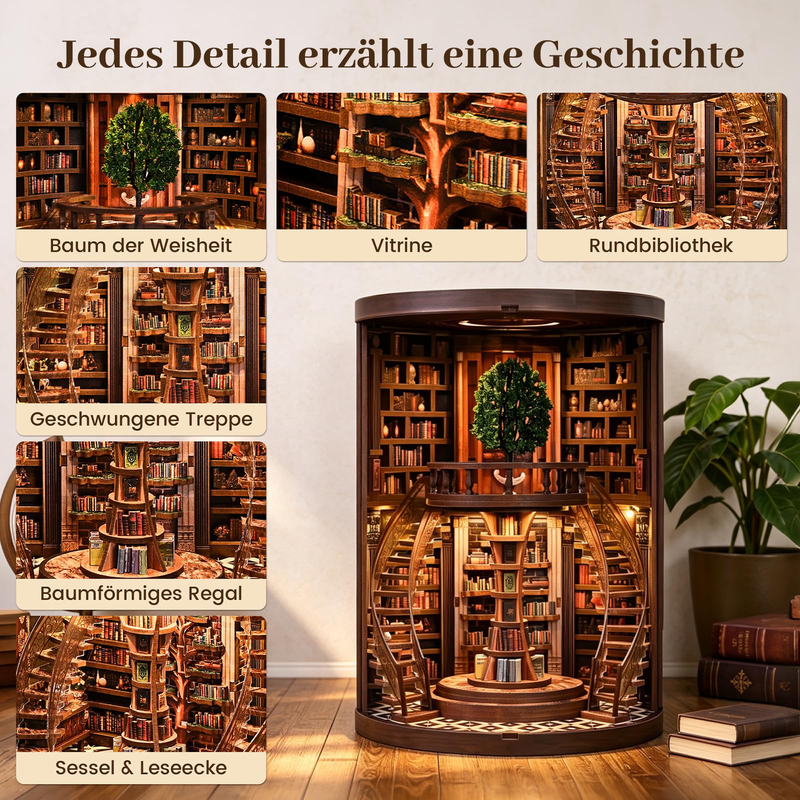 Kit Book Nook, 3D Puzzle en Bois & Serre-Livres