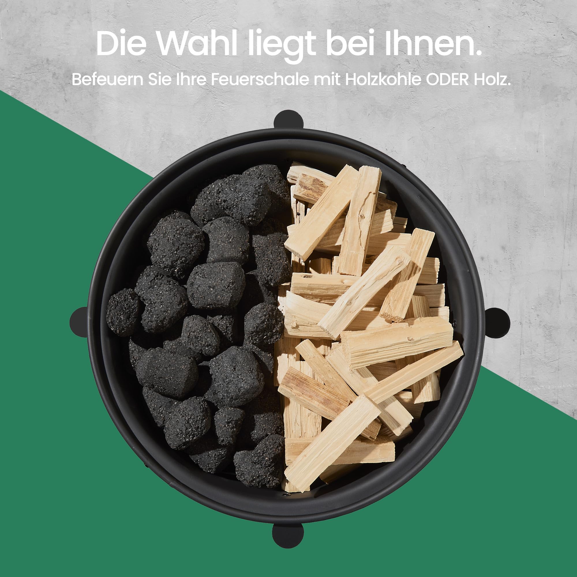 VonHaus BBQ Feuerstelle, 2-in-1 Feuerschale für Garten, Terrasse und Outdoor, Feuerkorb aus Stahl mit Kupferdetail, Feuerschale mit Funkenschutz, Schürhaken und Grillrost, Nutzbar mit Holz und Kohle