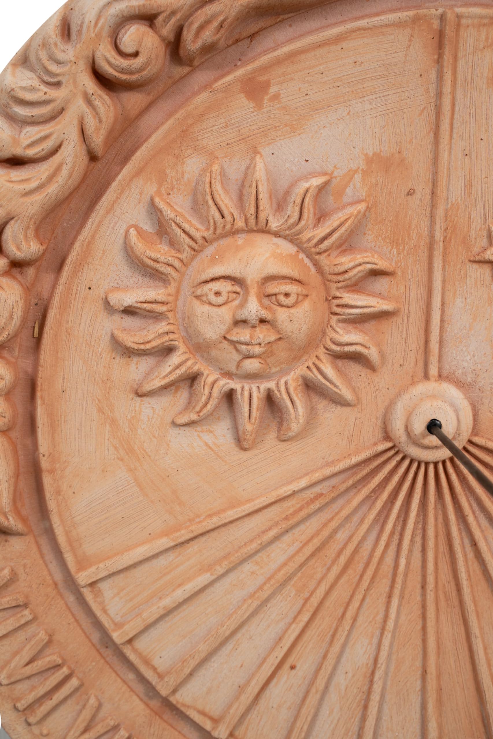 Biscottini Meridiana de terracota 53x6x53 Made in Italy – Paneles decorativos sol y luna – Decoraciones casa terracota cocina – Accesorios casa shabby – Reloj jardín – Brújula profesional