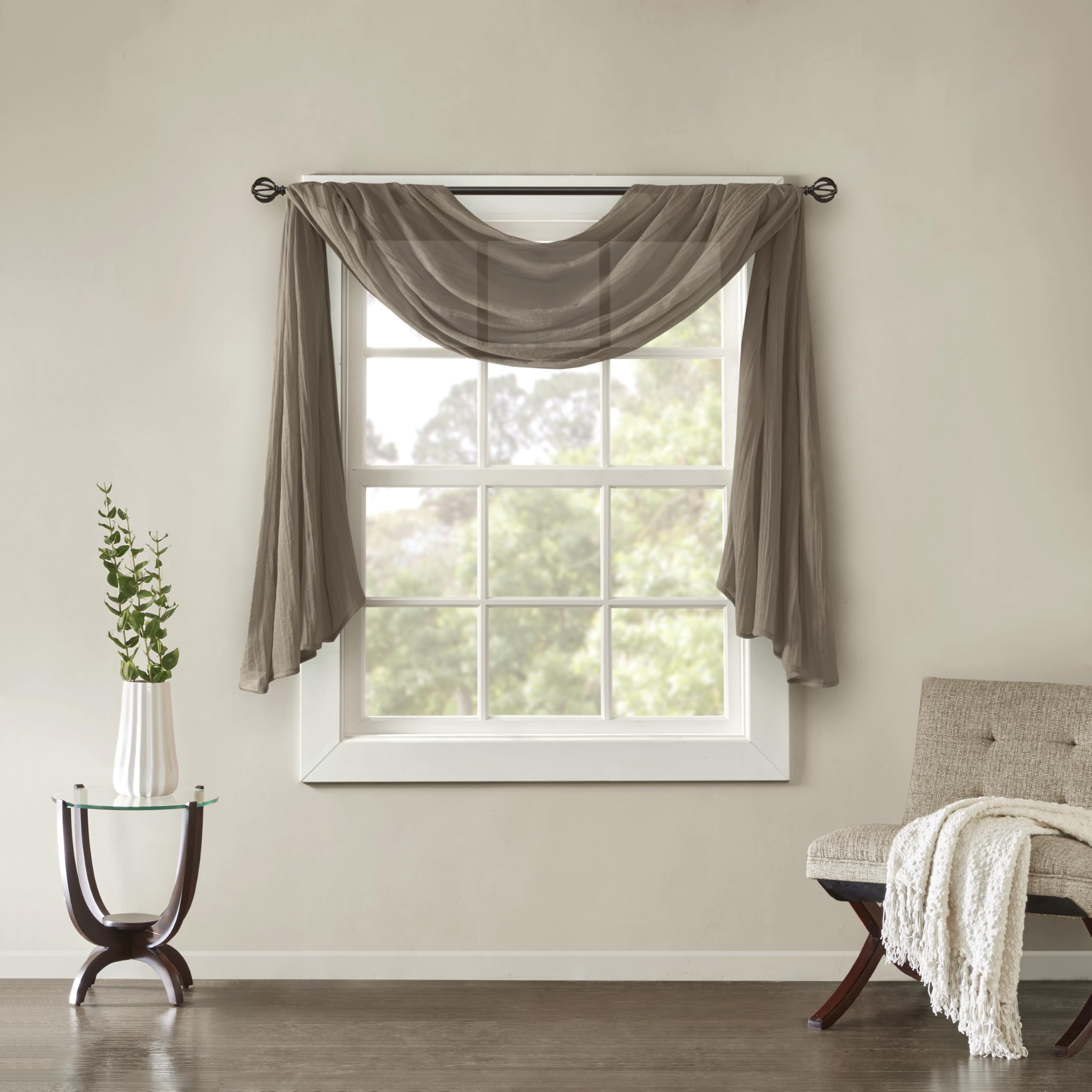Madison Park Window Curtain Panels, Polyester, Taupe, 144" x 42", W 42" x L 144" (1 Panels)