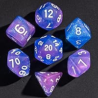 Vista 17 de Juego de dados DND de 7 dados poliédricos con una bolsa de dados de cuero, juego de dados D&D para juegos de mesa RPG (negro)