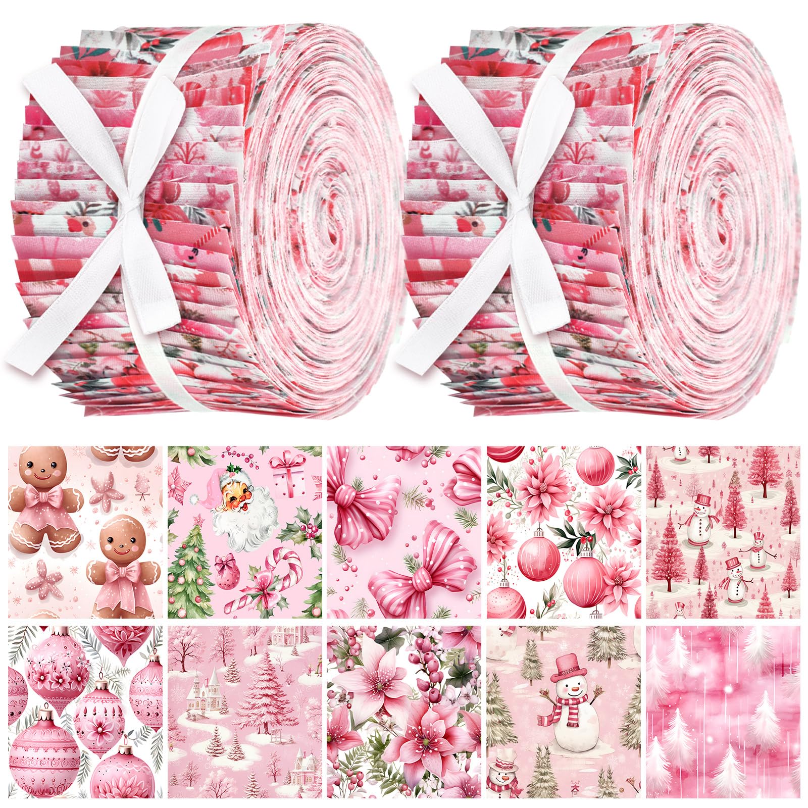 ピンククリスマスデコパージュ Amazon.com: Fanfanwin 40 Pcs Pink Christmas Quilting Fabric Roll