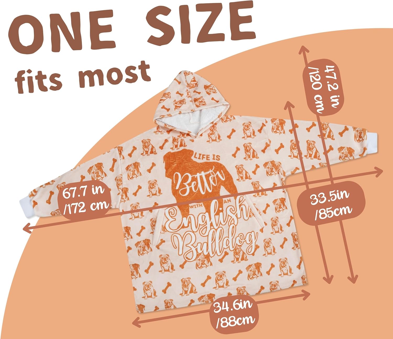 English Bulldog Gifts for Women and Men, Blanket Hoodie for Dog Lovers on Birthday, Christmas, Mother's Day, Life is better - Image 6