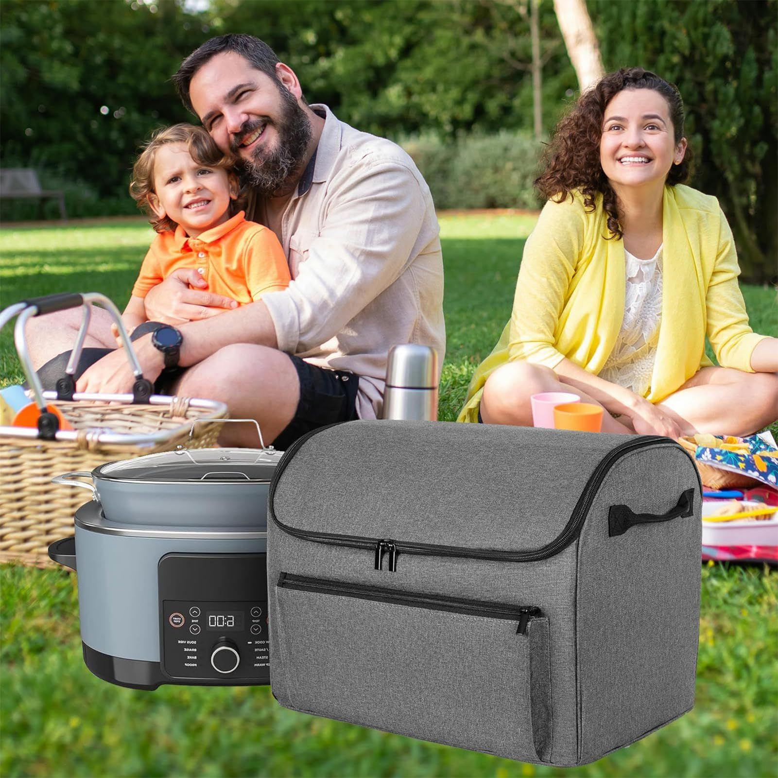 wasserdichte Tasche mit Zubehörtasche, tragbare Tragetasche für Camping, Picknick, Potluck, Outdoor-Reisen, Slow Cooker-Tragetasche, Reisetasche für Slow Cooker | Wasserdichter Tragbarer mit Zubehörfach, Einfach zu Reinigendes Innenfutter Hülle für Outdoo