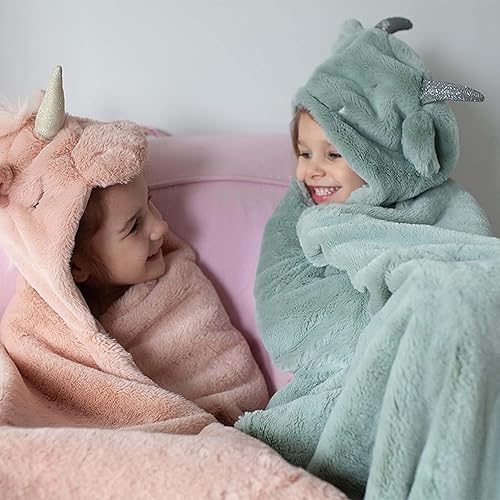Miniatura 9 de MON AMI Manta con capucha de dragón  Manta de sherpa suave para niños  51 x 28 pulgadas acogedor diseño con capucha para niños pequeños y niños