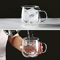Vista 3 de CNGLASS Tazas de café de vidrio de doble pared de 10 onzas, tazas de café grandes aisladas, juego de 2 vasos transparentes para capuchino con asa