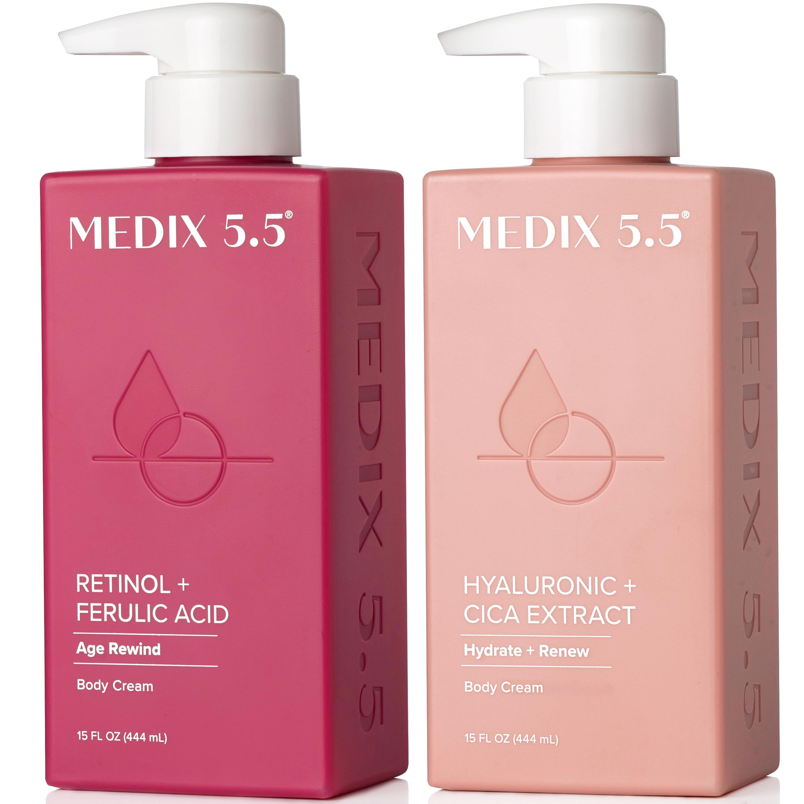 MEDIX Retinol Body Lotion + Hyaluronic Acid Cream Body Moisturizer Skincare Set | Hydrating + Firming Body Lotion For Improving The Look Of Stretch Marks, Sagging, & Crepey Skin, 2pc Set