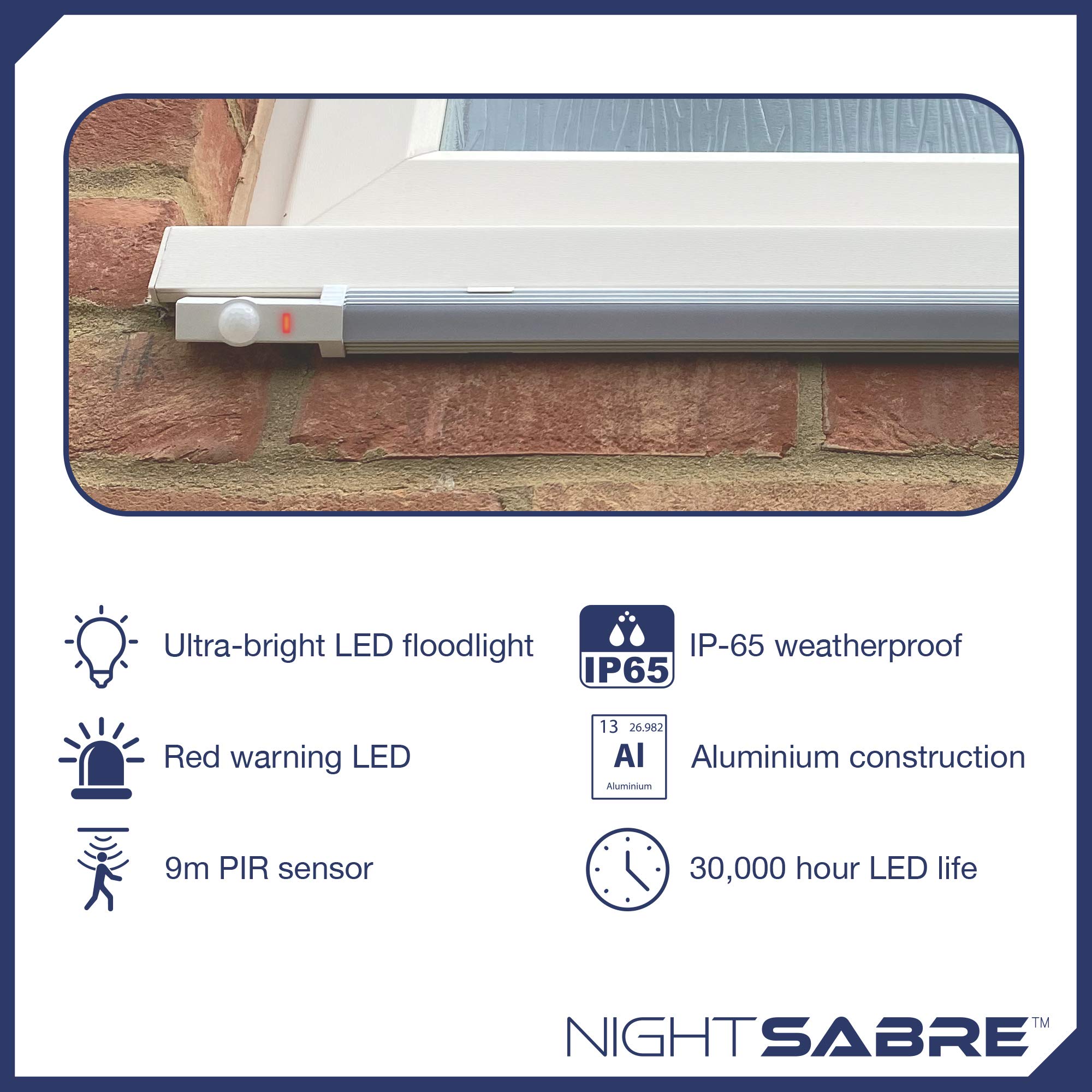 Luz de seguridad LED de bajo perfil con sensor de movimiento - blanco
