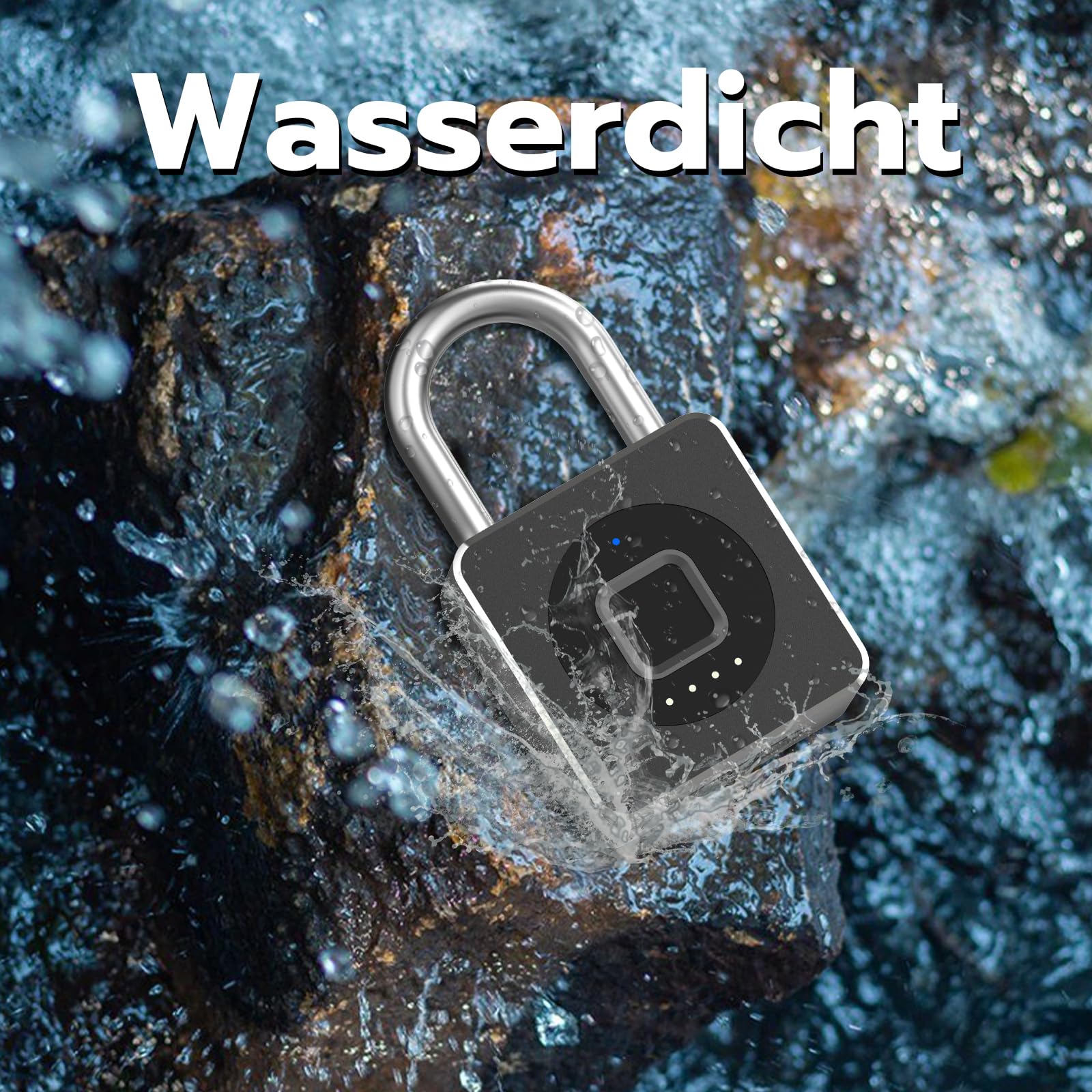 Eseesmart Vorhängeschloss Fingerabdruck, Schloss mit Fingerabdruck Bluetooth APP, Wasserdicht Padlock with fingerprint für Fitnessstudio Gepäck Lagerhäuser Frachtauto Garage Spind