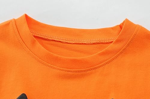 Miniatura 5 de Camiseta de manga corta para niños pequeños y niñas, con cara de calabaza que brilla en la oscuridad, esqueleto y camión, camiseta de manga corta