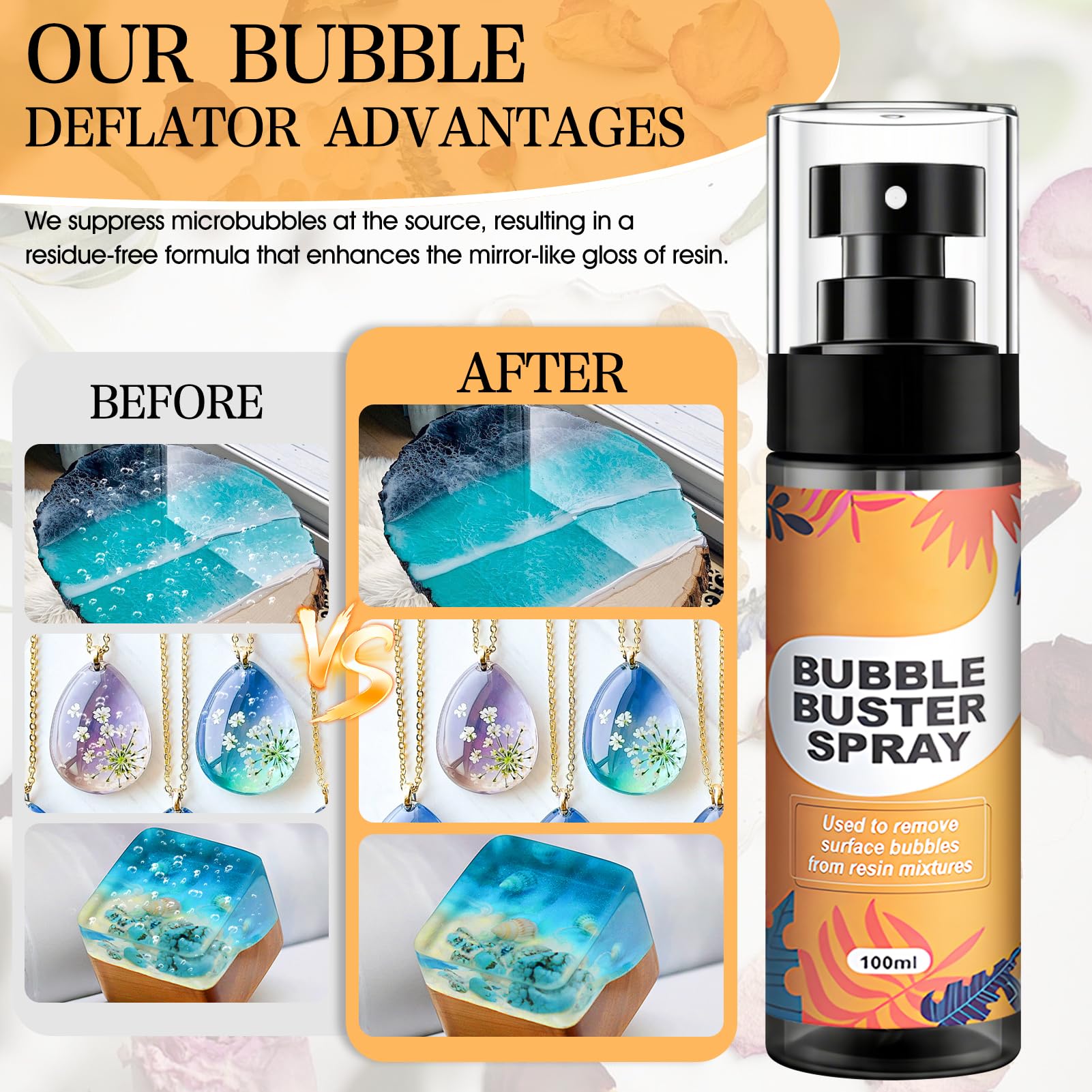 Spray Correttore Anti-Bolle per Resina Epossidica, Resina Epossidica Trasparente Rimuovi Bolle di Resina, Adatto a Tutti I Tipi di Resine Epossidiche, 100ml