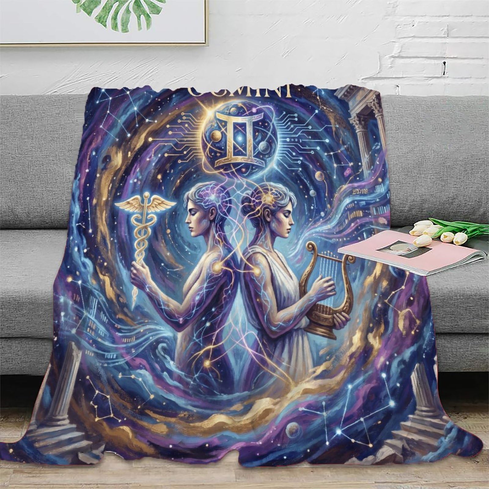W7C8U2X3 Gemini Zodiac Nebula for for Soft Throw Blanket, Couch Bed Travel