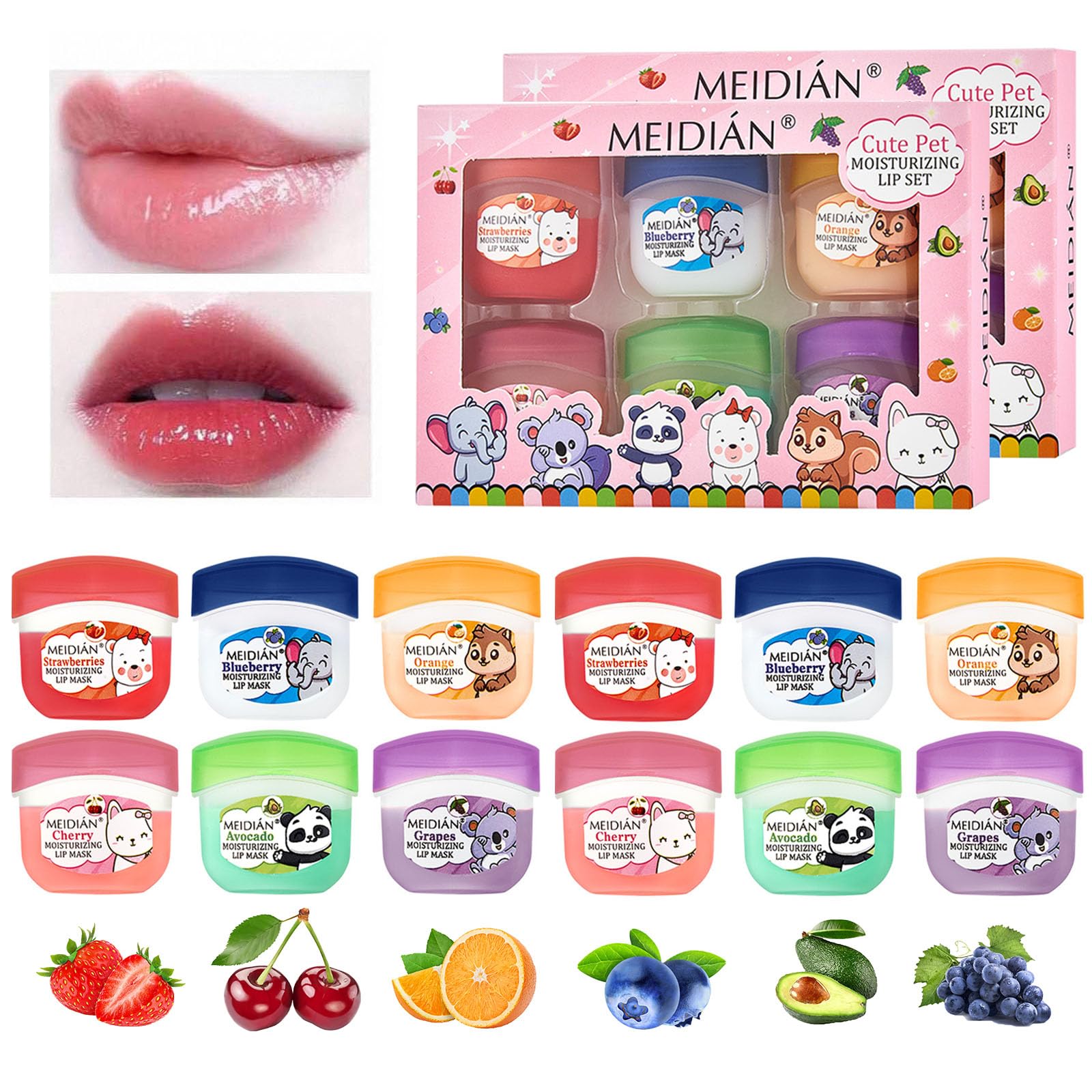 Somnr 12 Pack Flavoured Lip Balm Set for Girls Organic Lip Balm Multipack for Dry Chapped Lips