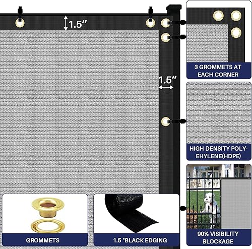 Miniatura 5 de Windscreen4less - Pantalla de privacidad para valla resistente, malla de parabrisas, tela de red parasol con ojales de latón para pared, jardín,