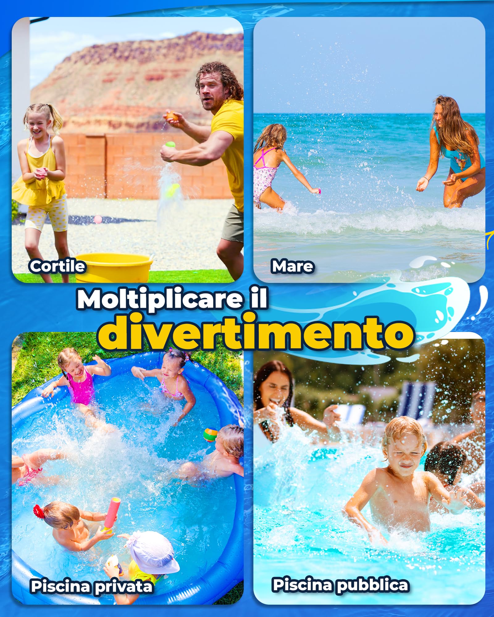 KOKODI Gavettoni Riutilizzabili Magnetici Autosigillanti, Palloncini Acqua Riutilizzabili in Silicone BPA-Free, Bombe d'Acqua per Giochi Acqua Bambini, Spiaggia, Piscina (16PZ)