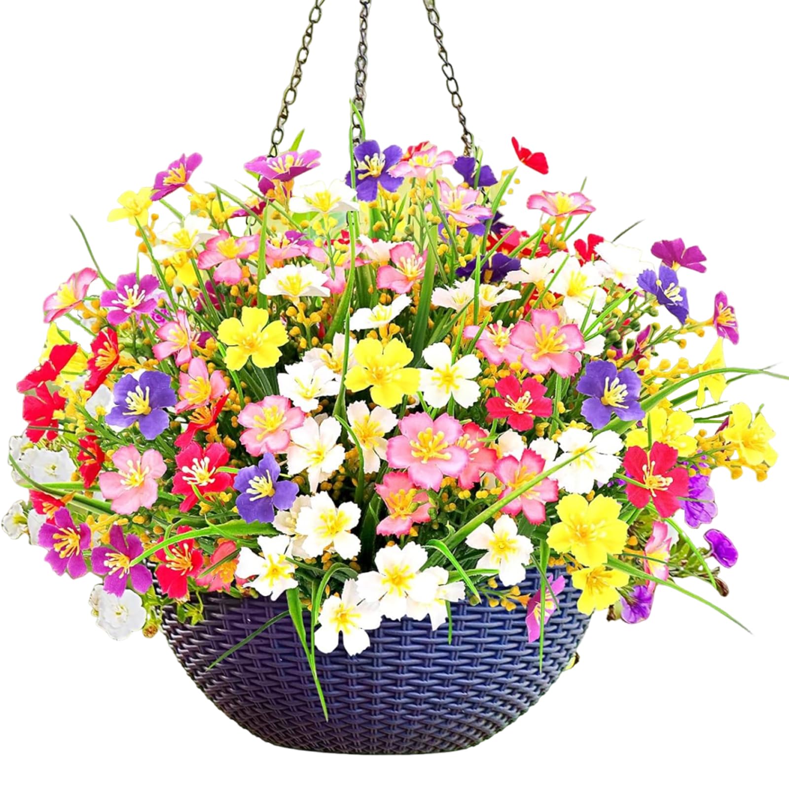 Artificial Flowers Outdoor,8 Bundles of 6 Color UV-Resistant Artificial Plants Outdoor Realistic Faux Plastic Flowers for Outdoors Daisy Fake Flowers for Home Decoration Indoor Hanging Planter Garden