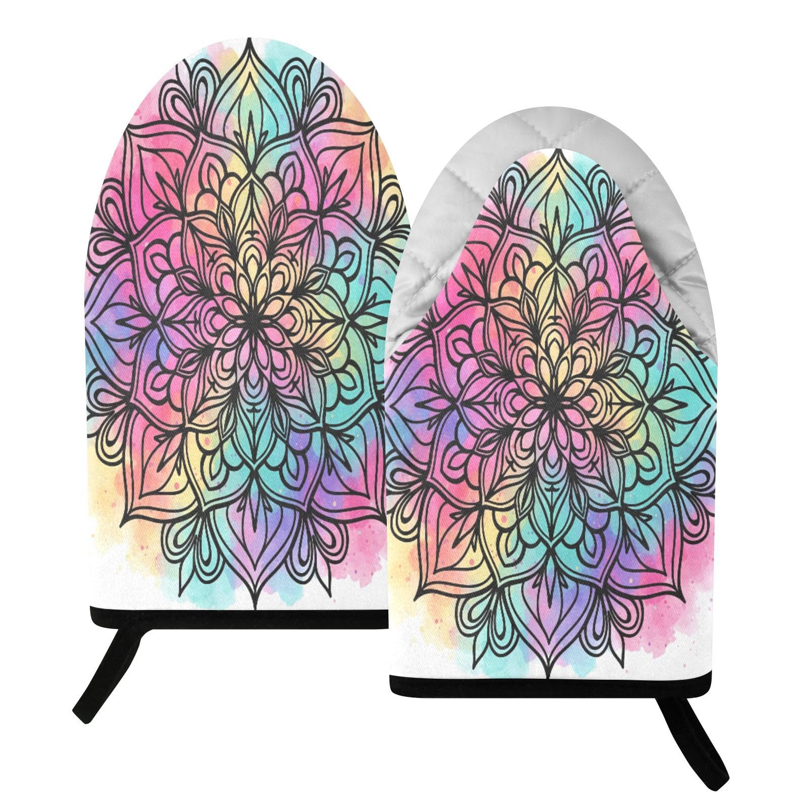 BURSTDDY Mandala Oven Mitt,Heat Resistant Kitchen Mitts for Cooking